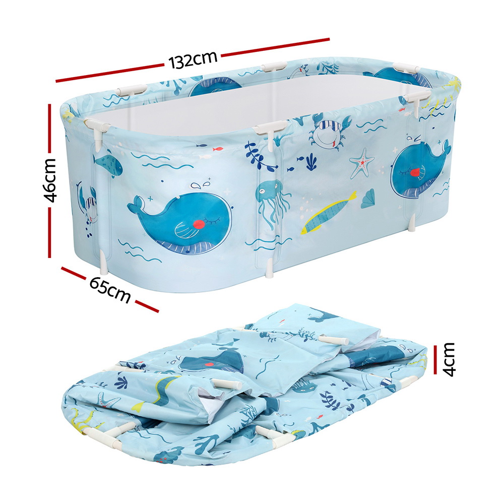 Weisshorn Foldable Bathtub PVC Spa Bucket Inflatable Cushion 134x65cm Blue - Image 2