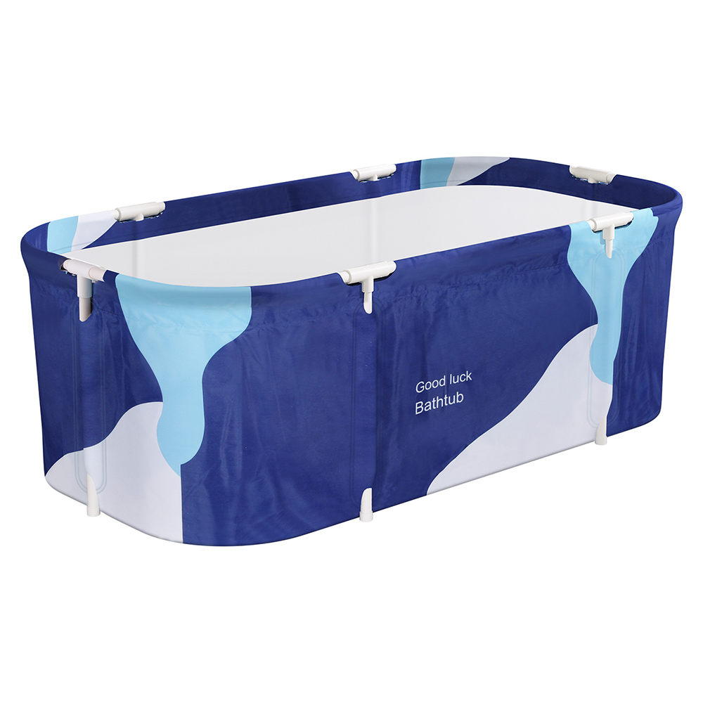Weisshorn Foldable Bathtub PVC Spa Bucket Inflatable Cushion 134x65cm Navy Blue - Image 1