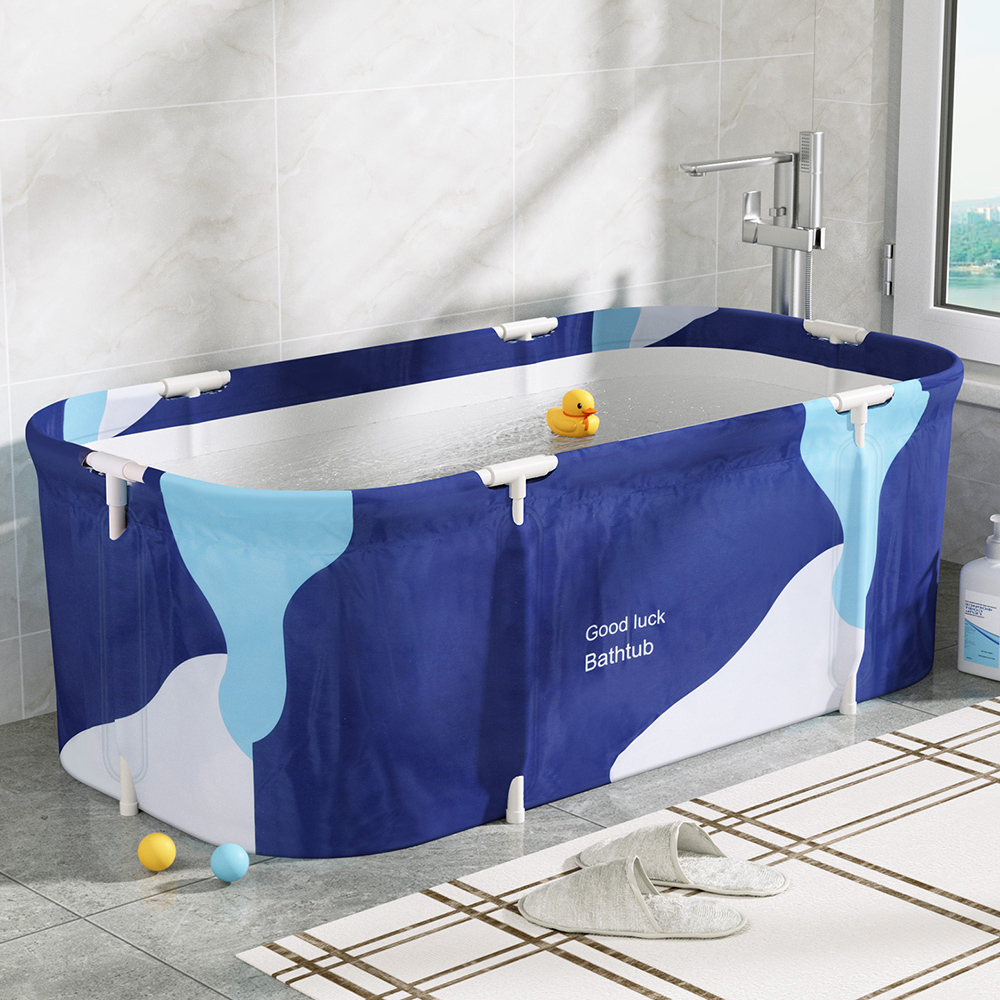 Weisshorn Foldable Bathtub PVC Spa Bucket Inflatable Cushion 134x65cm Navy Blue - Image 7