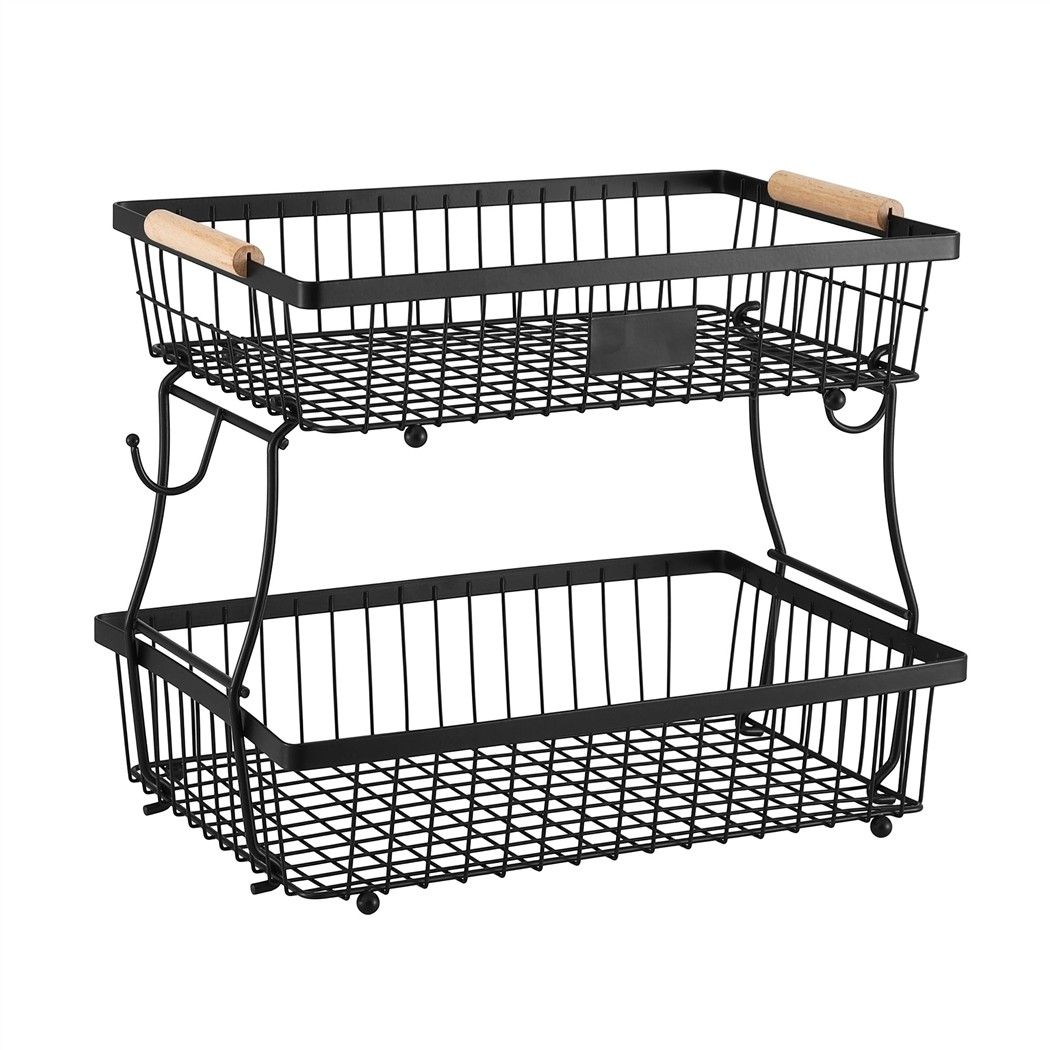 5-Star Chef 2 Tier Fruit Basket Bowl Detachable Kitchen Food Storage Stand - Image 1