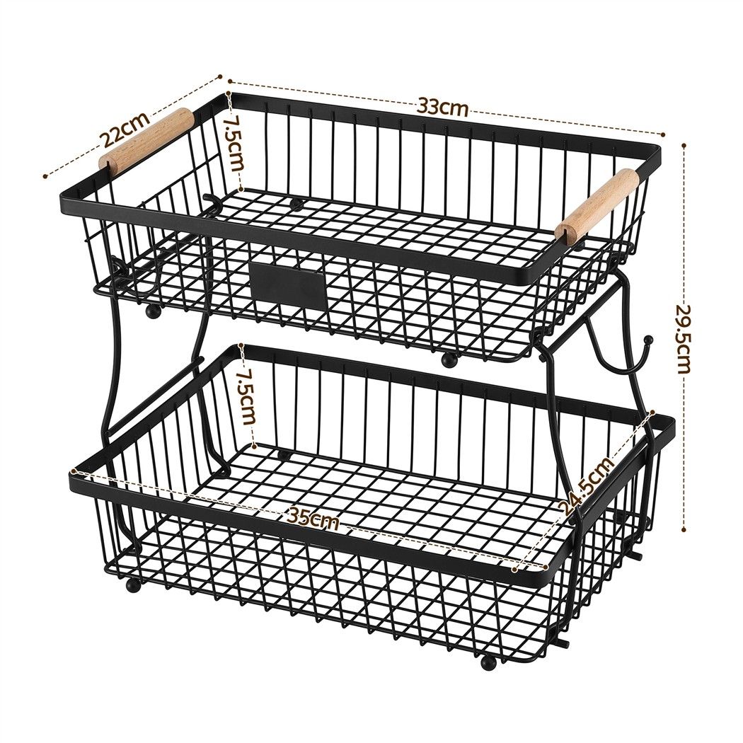 5-Star Chef 2 Tier Fruit Basket Bowl Detachable Kitchen Food Storage Stand - Image 2