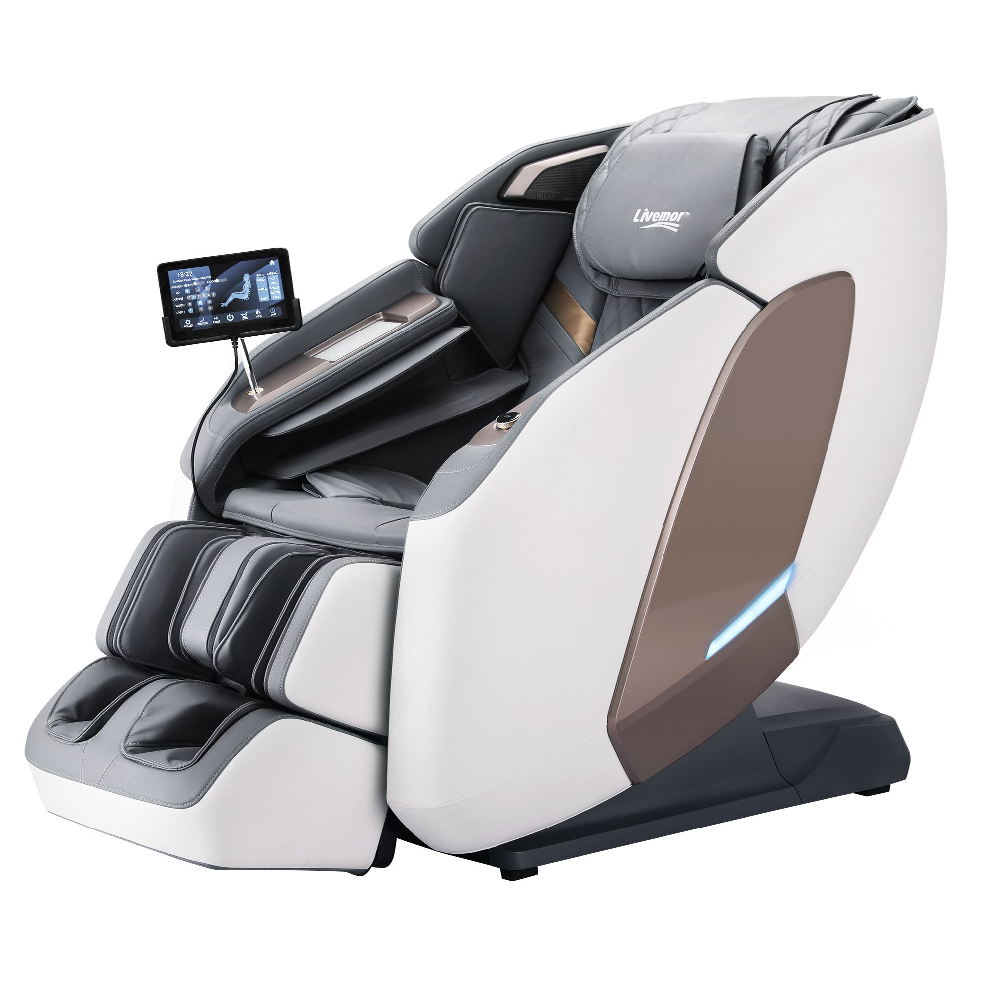 Livemor Prestige 4D Dual Mechanism Massage Chair, Full Body Zero Gravity Recliner with Extended SL Track, Body Scan, Air Compression, Waist Heating, Foot Rollers, Voice Control & Wireless Charging - Image 1
