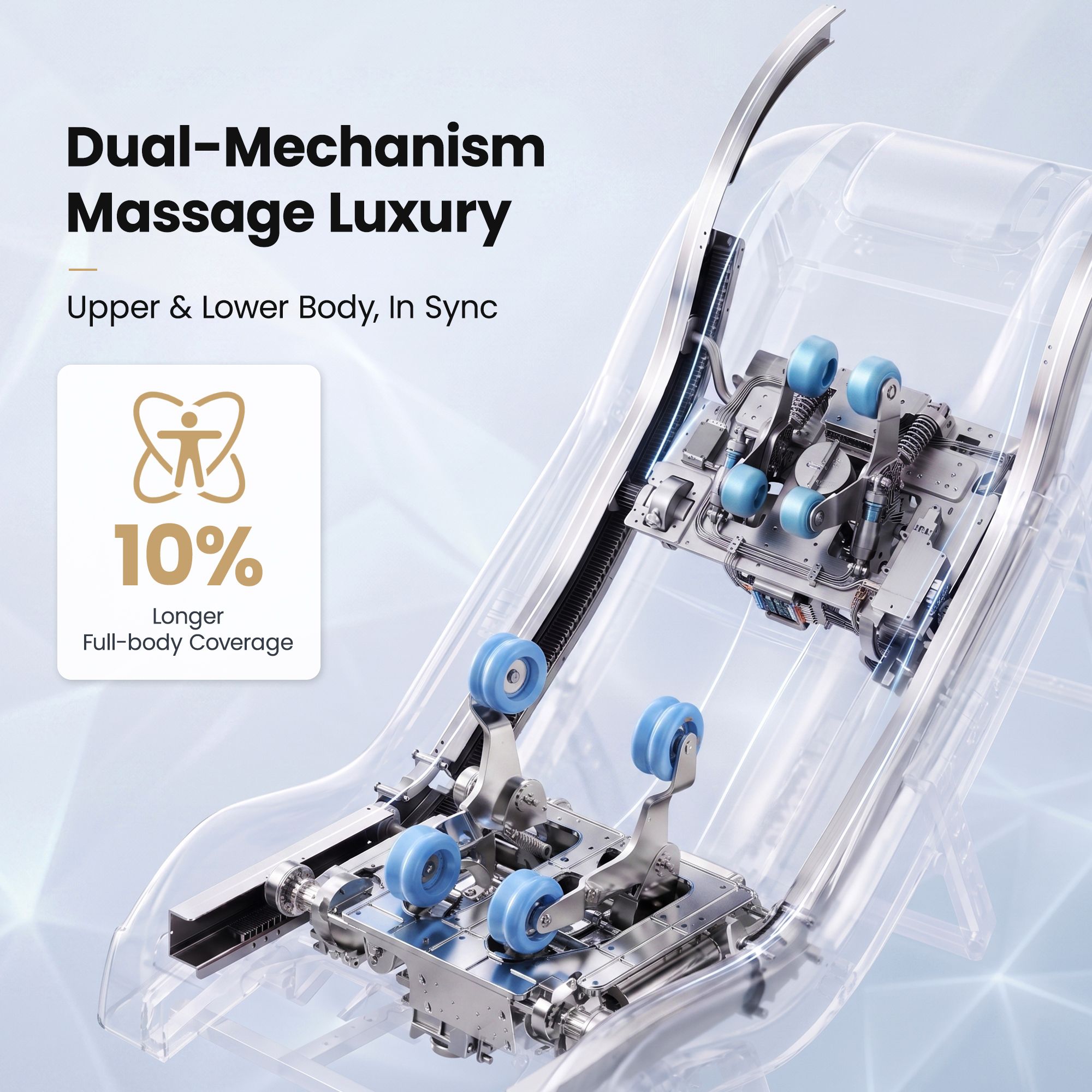 Livemor Prestige 4D Dual Mechanism Massage Chair, Full Body Zero Gravity Recliner with Extended SL Track, Body Scan, Air Compression, Waist Heating, Foot Rollers, Voice Control & Wireless Charging - Image 5