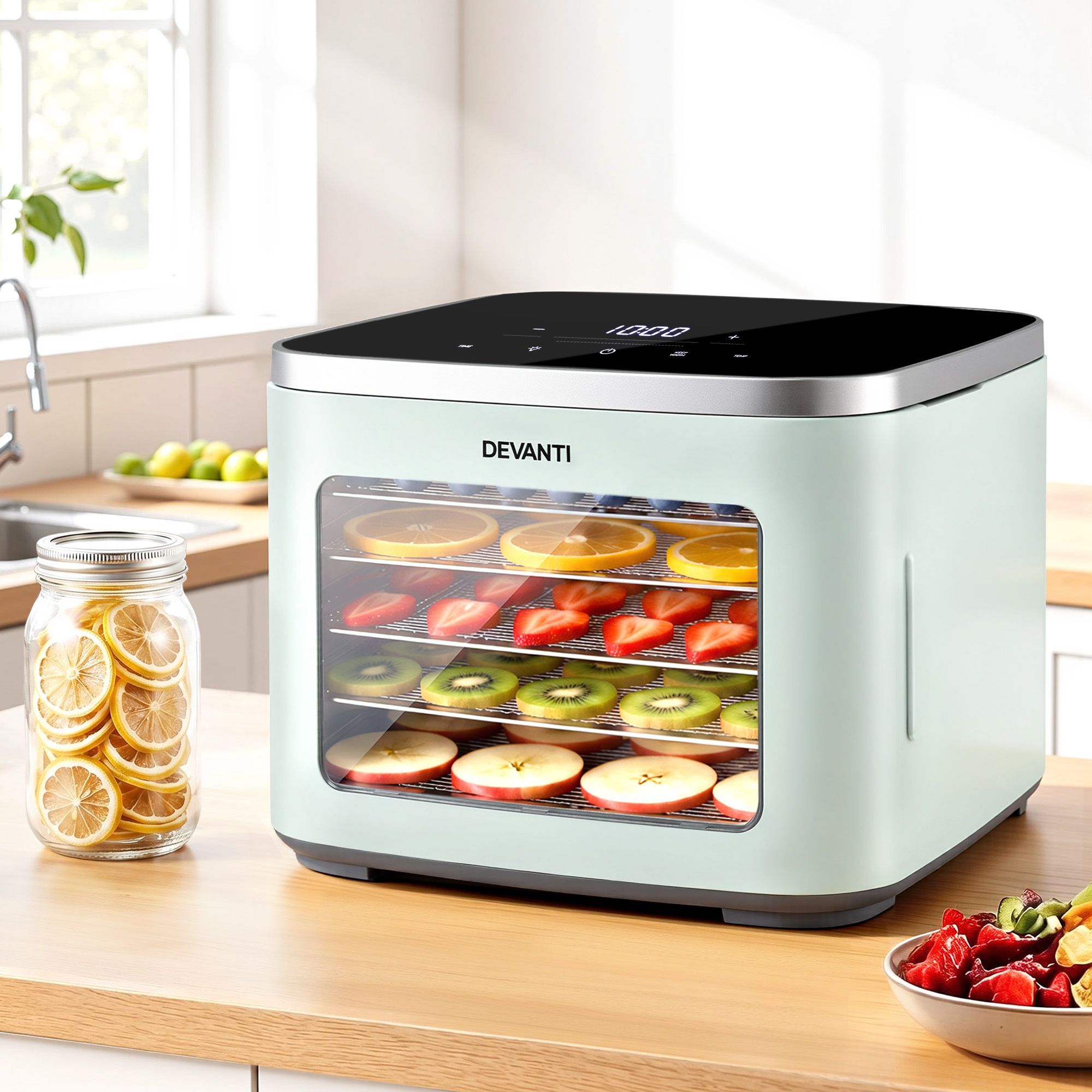 Devanti Food Dehydrator Machine 5 Tray Mini Fruit Dryer Maker Green - Image 1