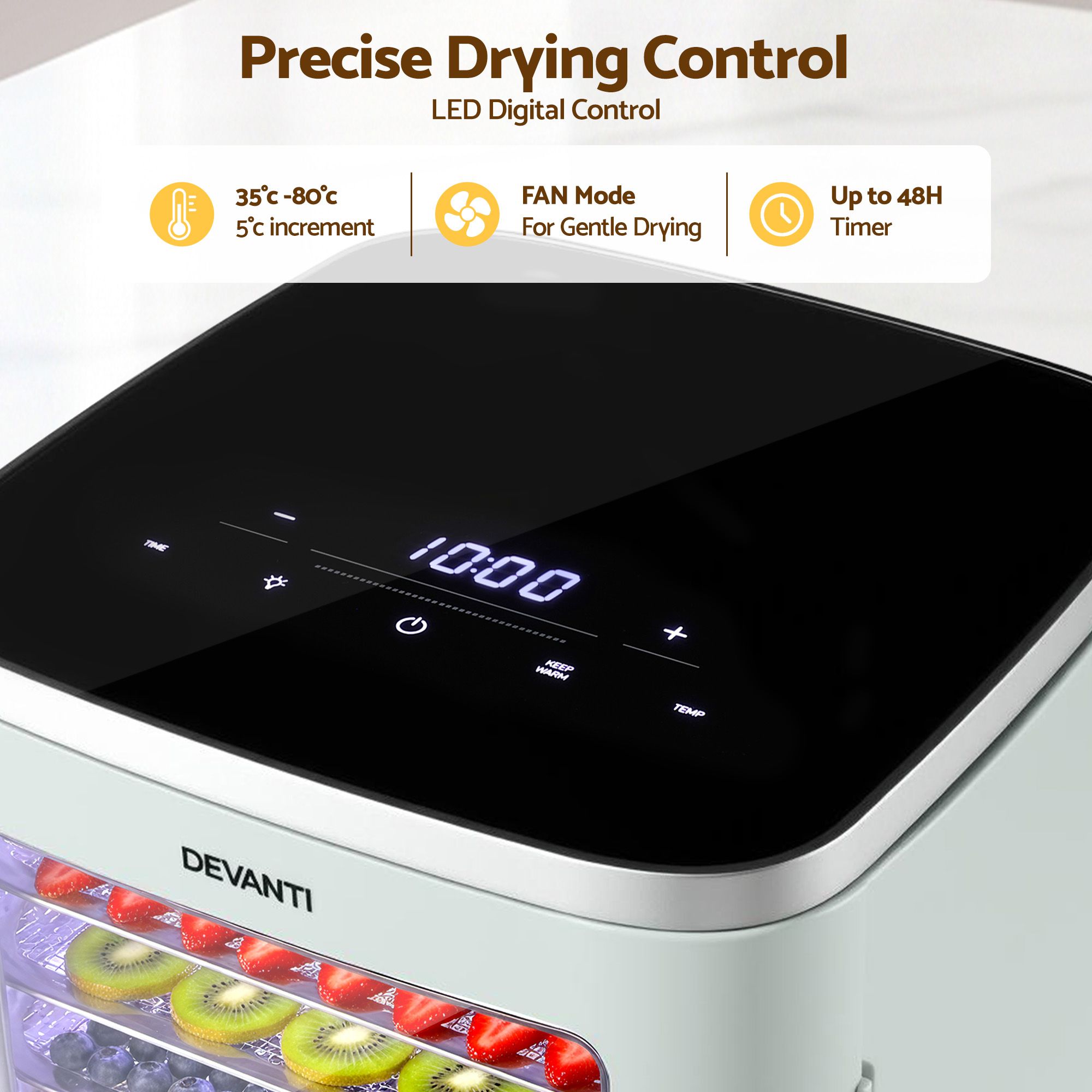 Devanti Food Dehydrator Machine 5 Tray Mini Fruit Dryer Maker Green - Image 6