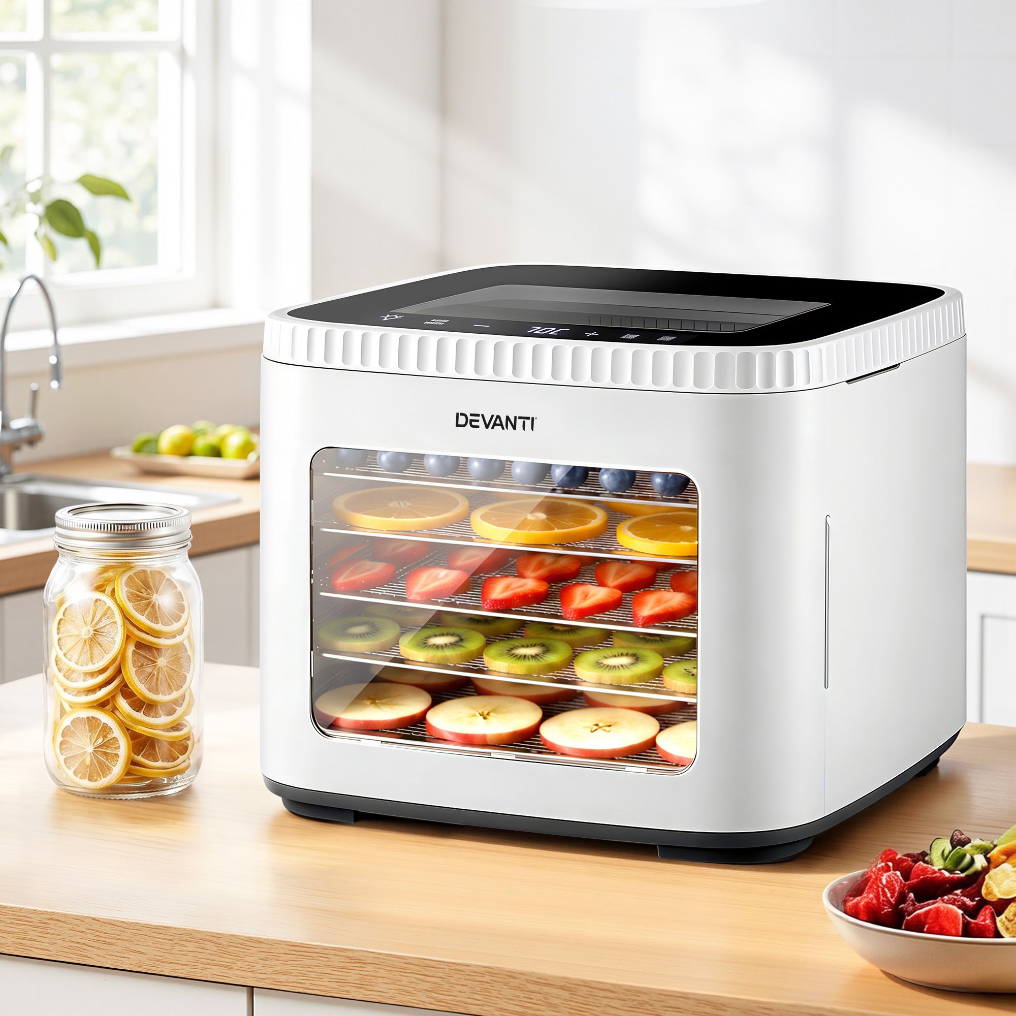 Devanti Food Dehydrator Machine 5 Tray Mini Fruit Dryer Maker White - Image 1