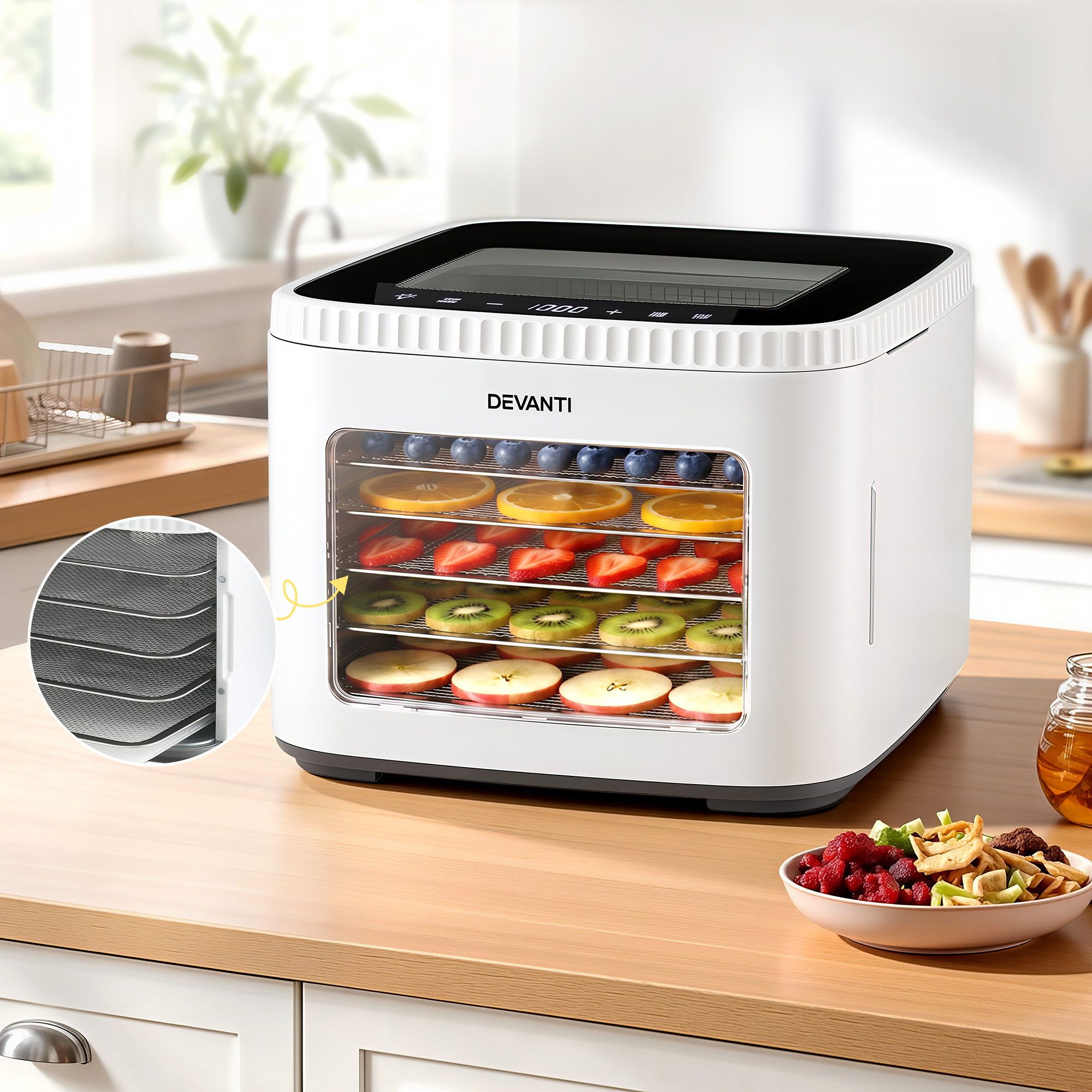 Devanti Food Dehydrator Machine 5 Tray Mini Fruit Dryer Maker White - Image 4