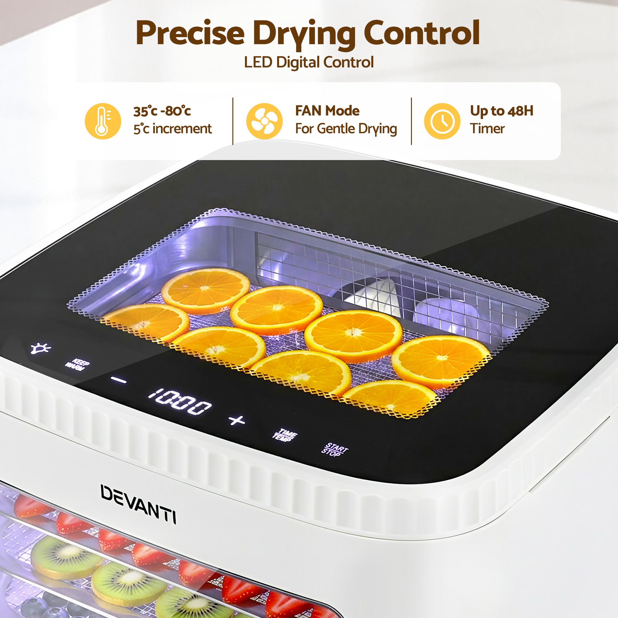 Devanti Food Dehydrator Machine 5 Tray Mini Fruit Dryer Maker White - Image 6