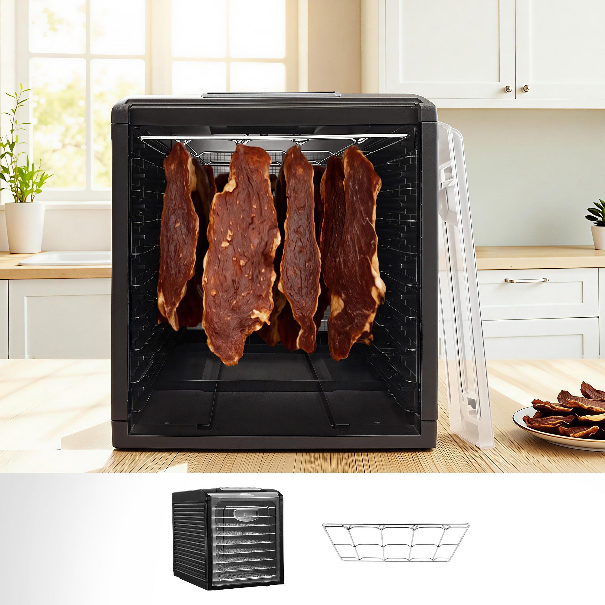 Devanti 9 Trays Food Dehydrator with Hanging Stainless Steel Tray - Image 1