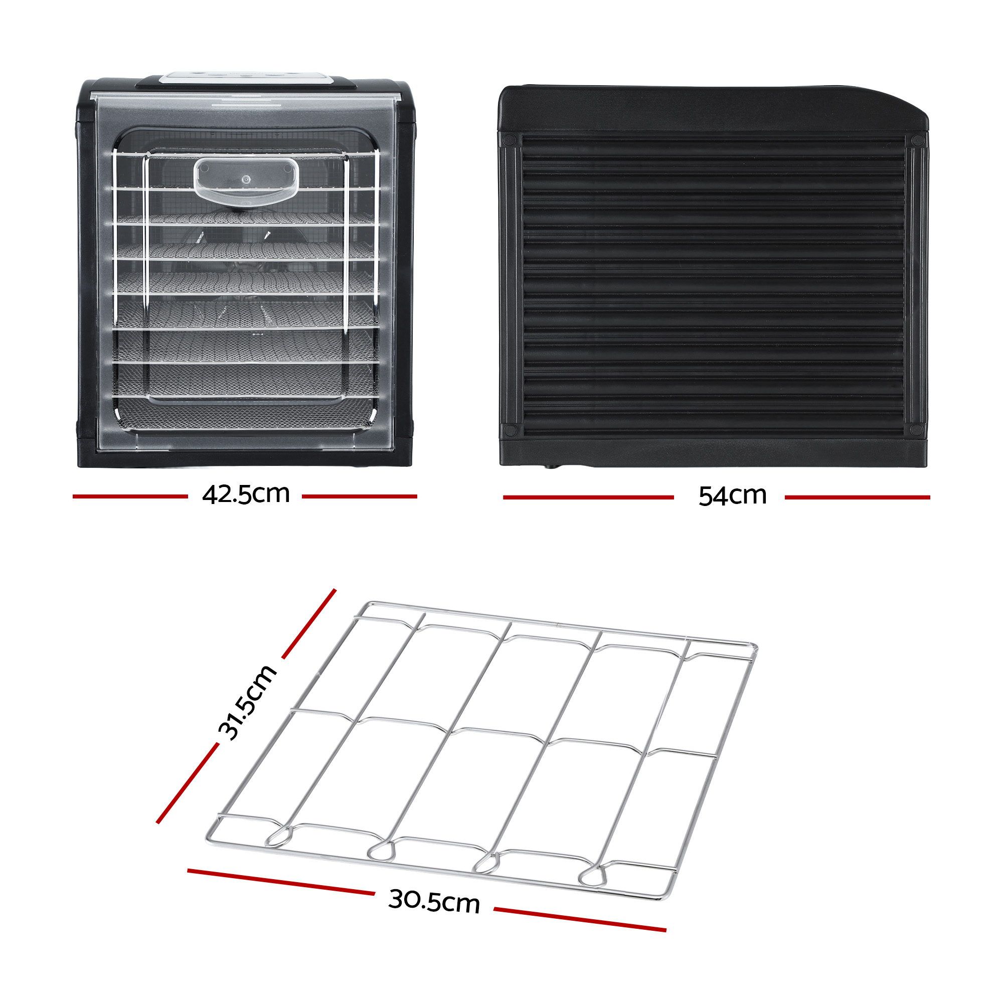 Devanti 9 Trays Food Dehydrator with Hanging Stainless Steel Tray - Image 3