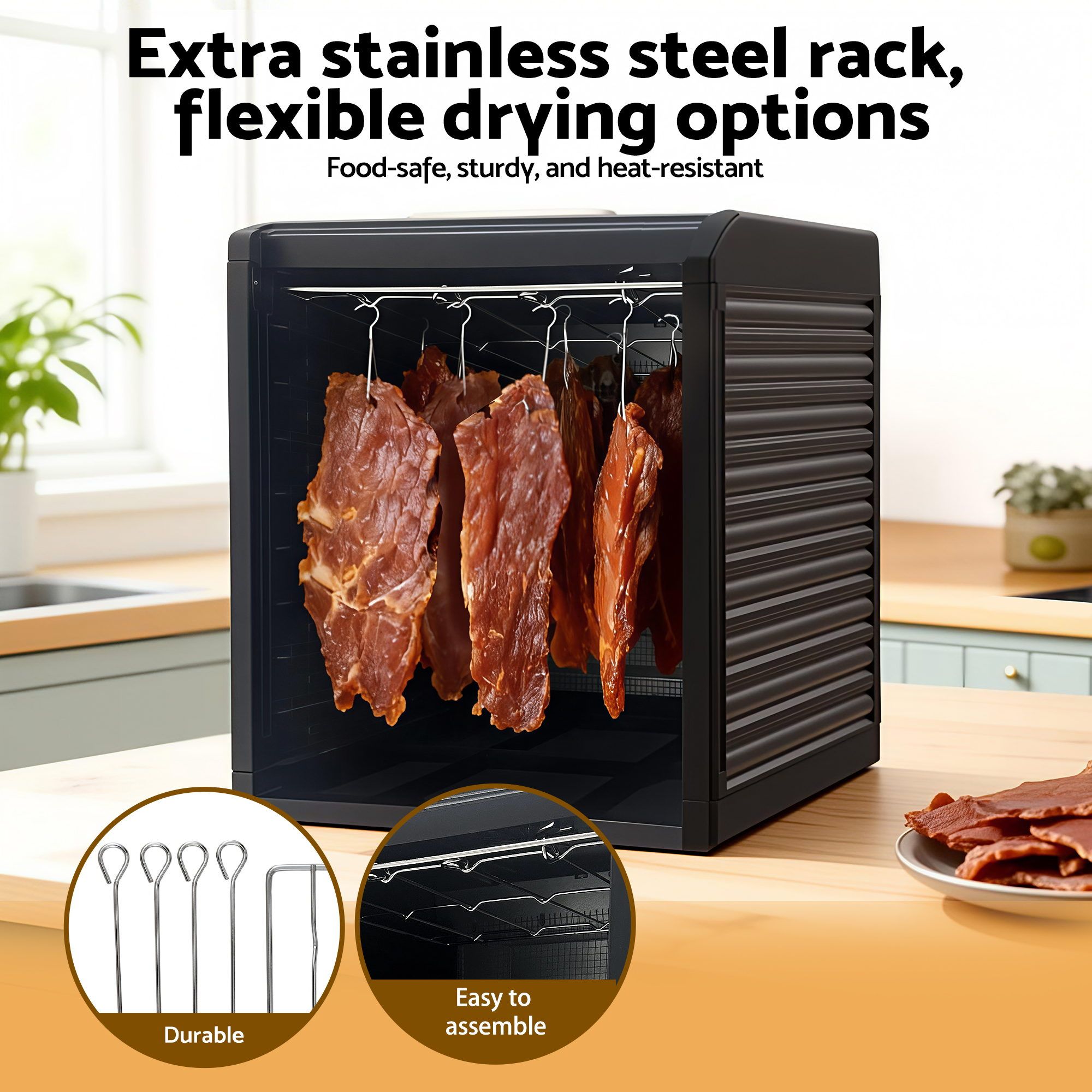 Devanti 9 Trays Food Dehydrator with Hanging Stainless Steel Tray - Image 6