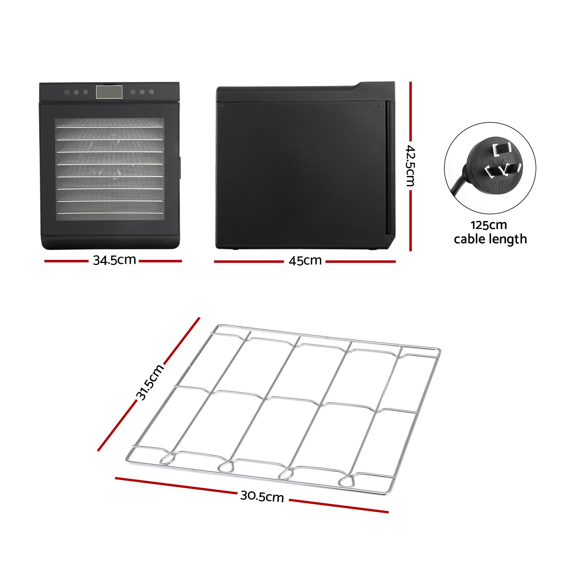 Devanti 10 Trays Food Dehydrator with Stainless Steel Tray - Image 2