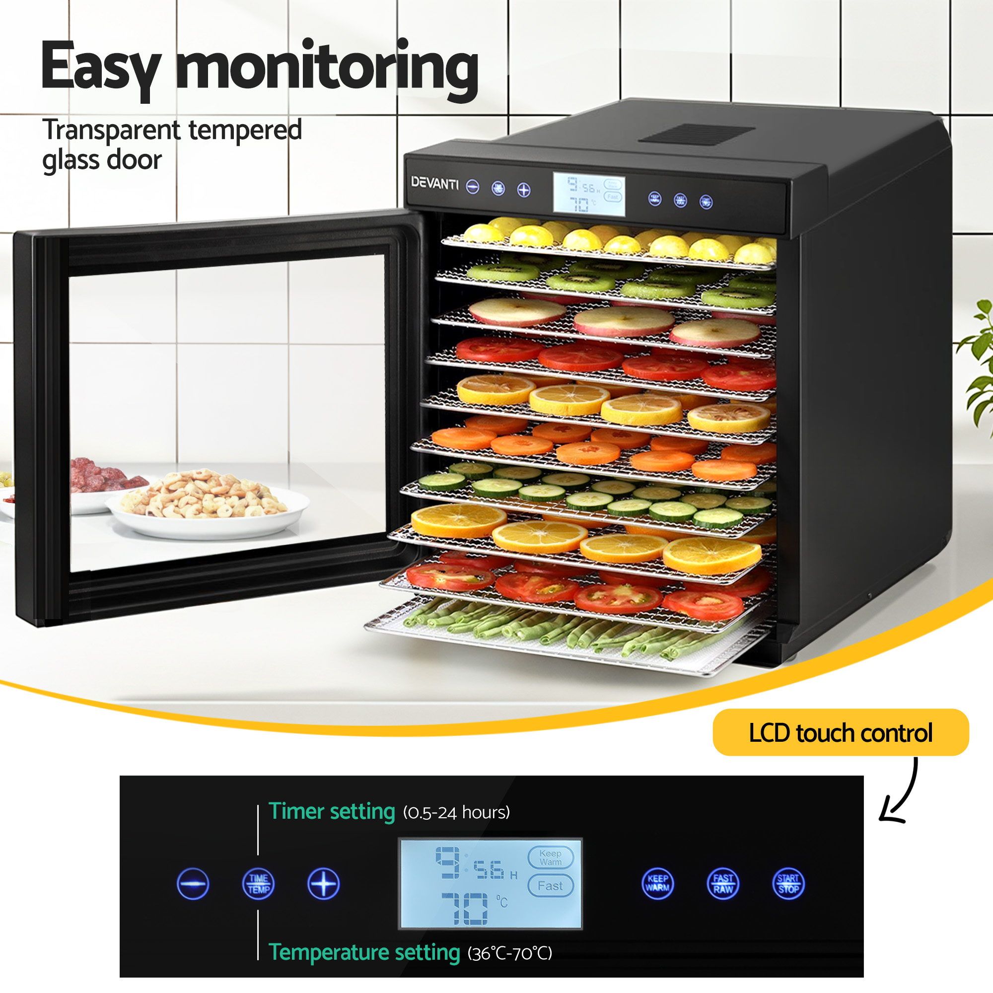 Devanti 10 Trays Food Dehydrator with Stainless Steel Tray - Image 7