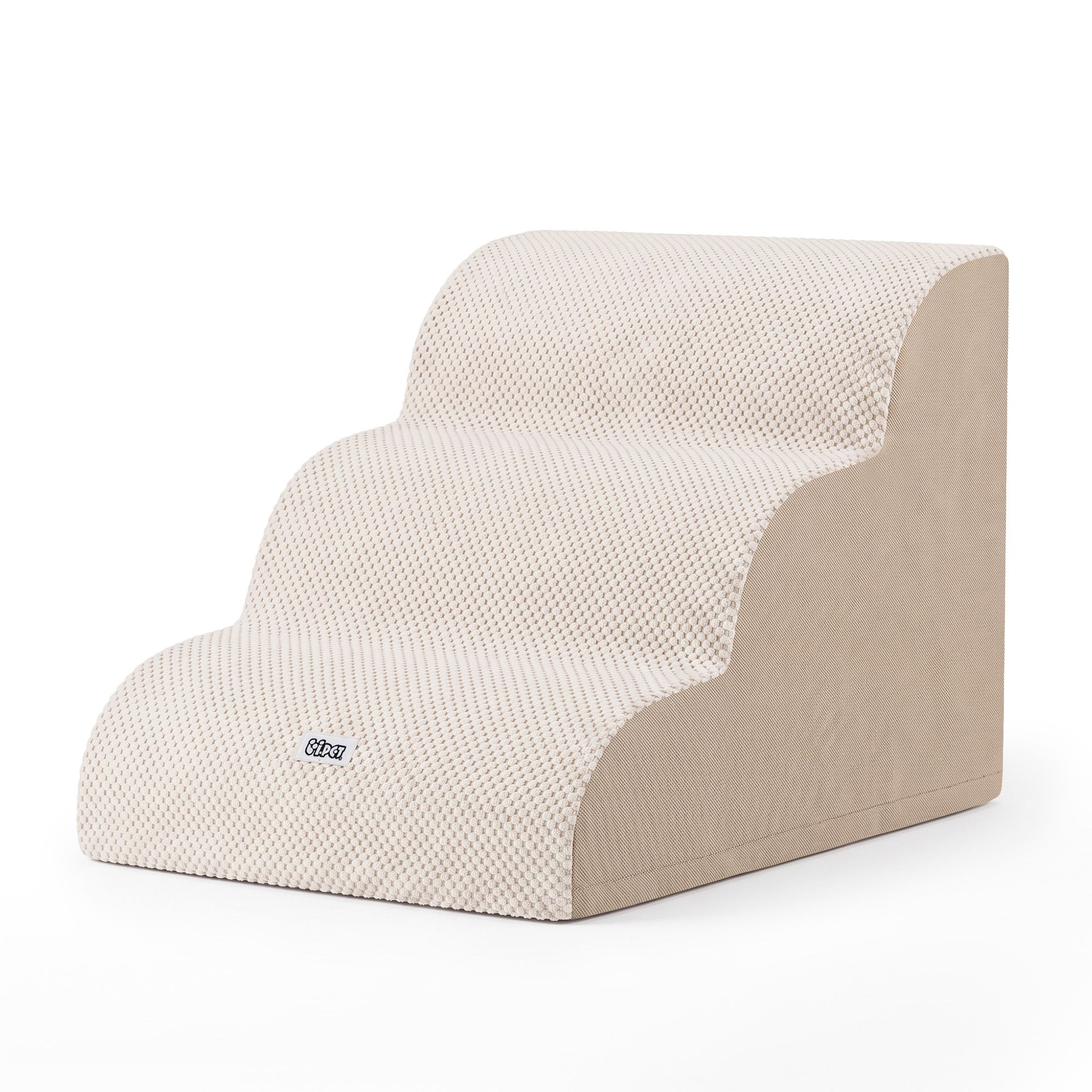 i.Pet Dog Ramp Washable Cover Stairs for Bed Sofa Foam Step Ladder 3 Tier Beige - Image 2