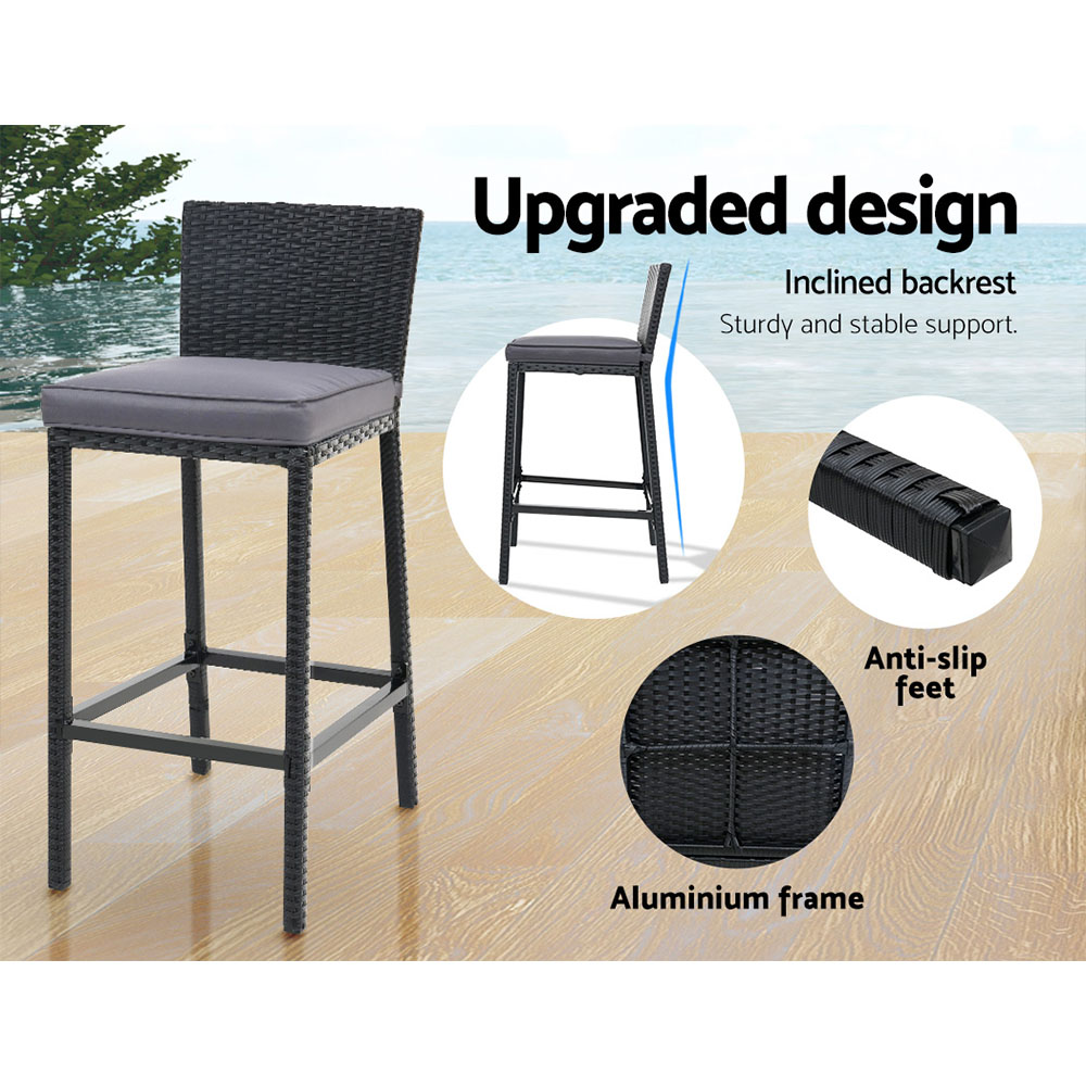 Gardeon 5-Piece Outdoor Bar Set Dining Table Stools Wicker Patio Setting - Image 5