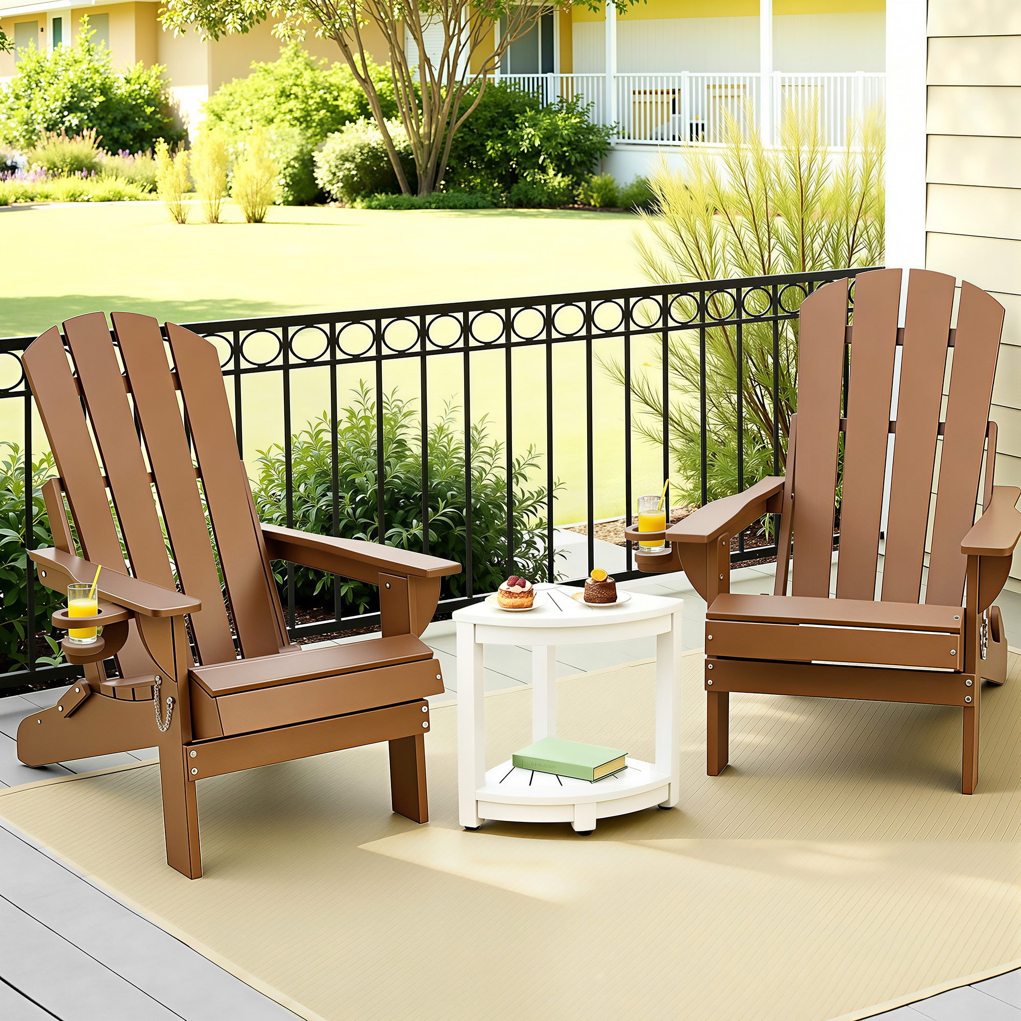Gardeon Outdoor Table and Chairs HDPE Folding Adirondack Beach Chair Patio Furniture - Image 1
