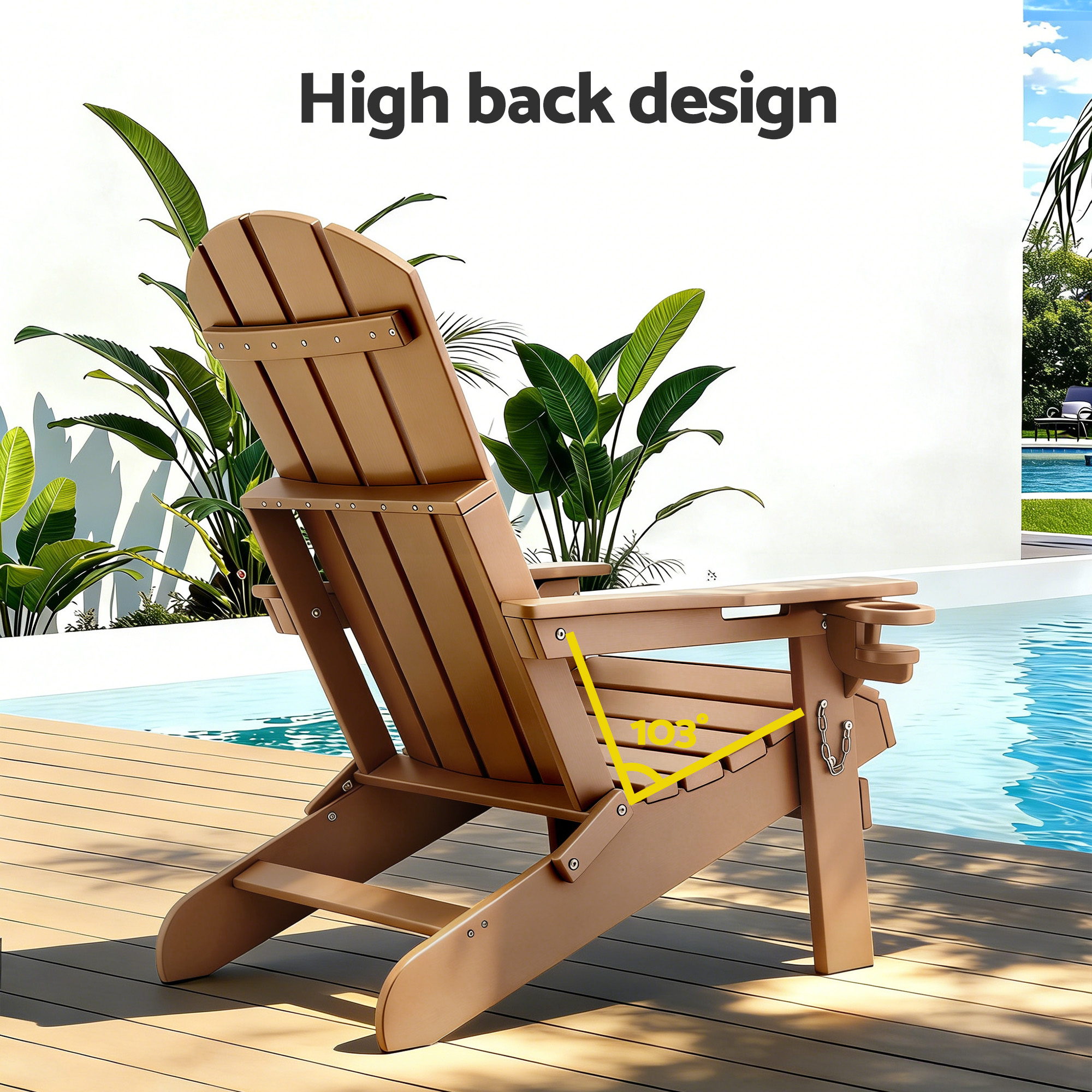 Gardeon Outdoor Table and Chairs HDPE Folding Adirondack Beach Chair Patio Furniture - Image 7