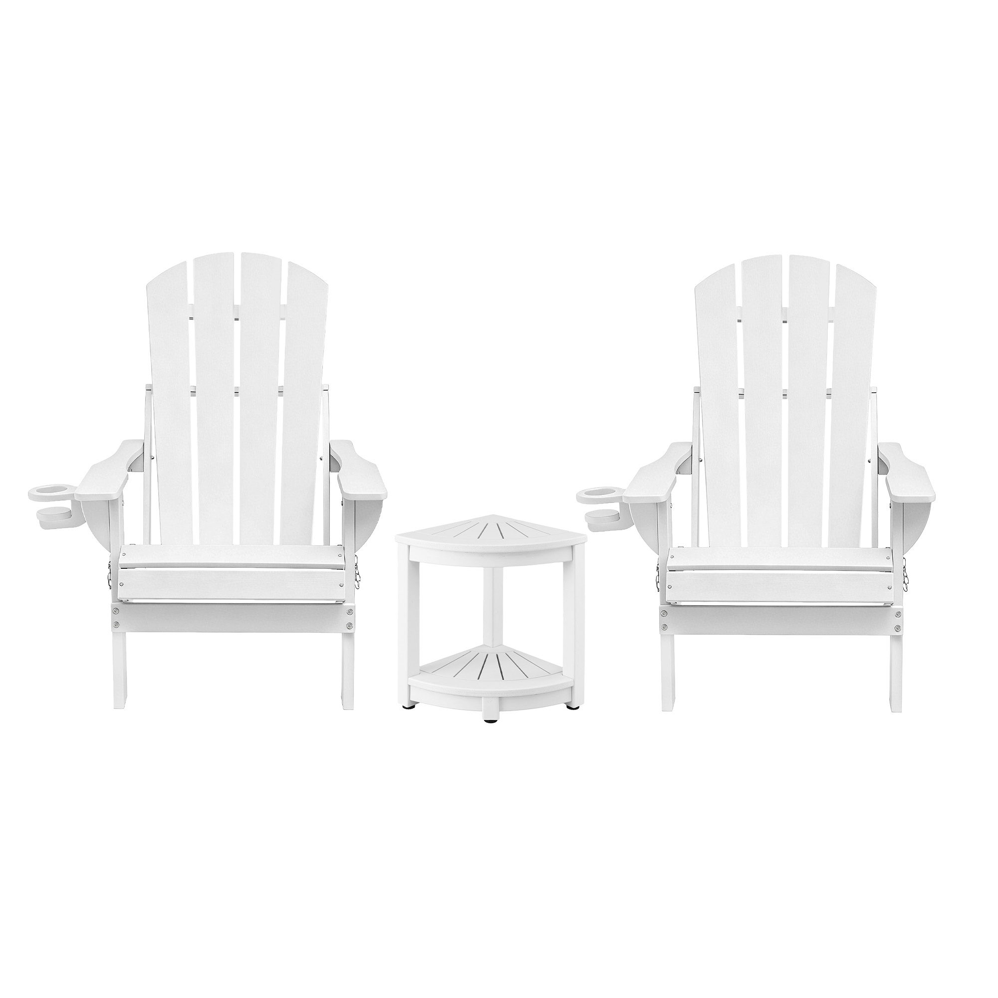 Gardeon Outdoor Table and Chairs HDPE Folding Adirondack Beach Chair Patio Furniture White - Image 3