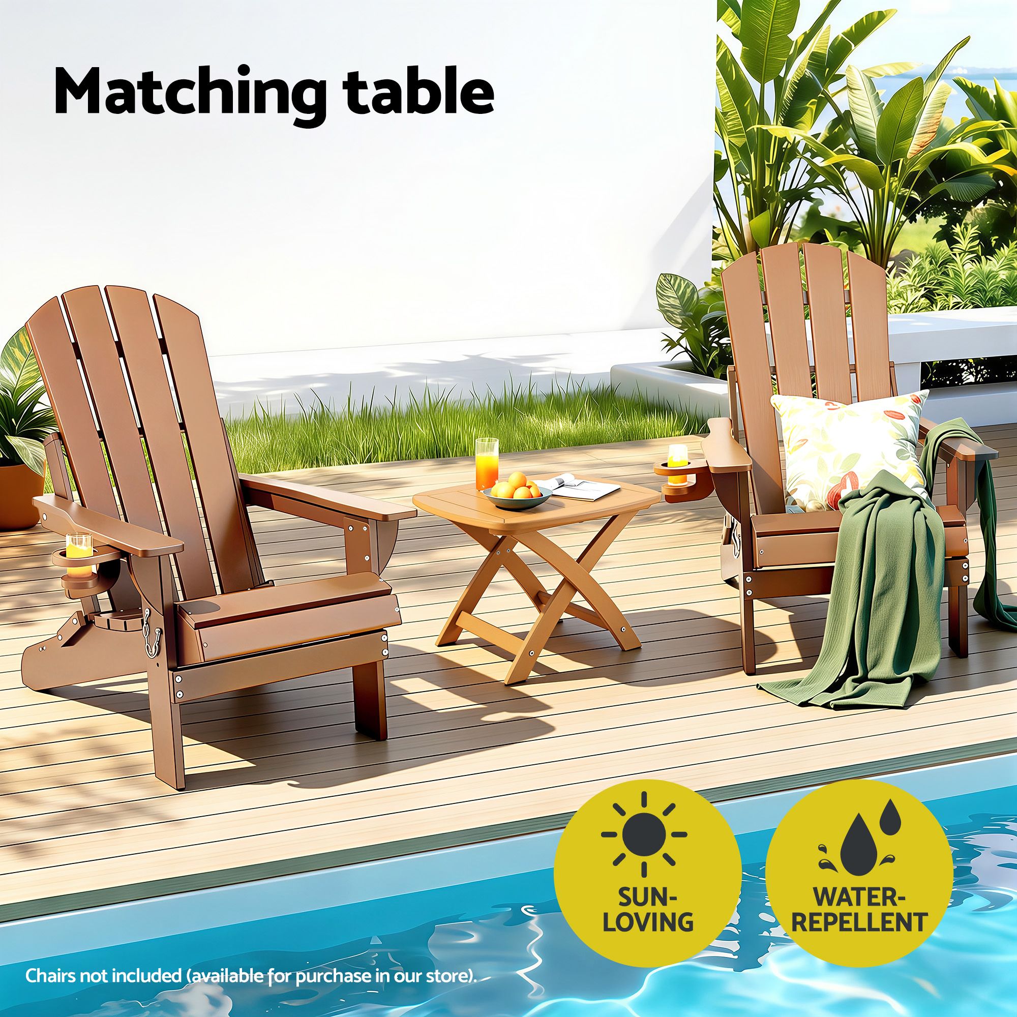 Gardeon Outdoor Coffee Side Table HDPE Desk Indoor Patio Furniture Garden Natural - Image 4