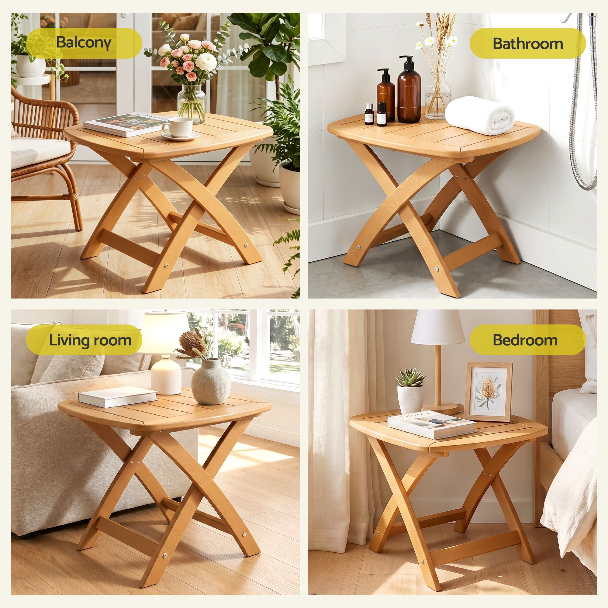 Gardeon Outdoor Coffee Side Table HDPE Desk Indoor Patio Furniture Garden Natural - Image 6