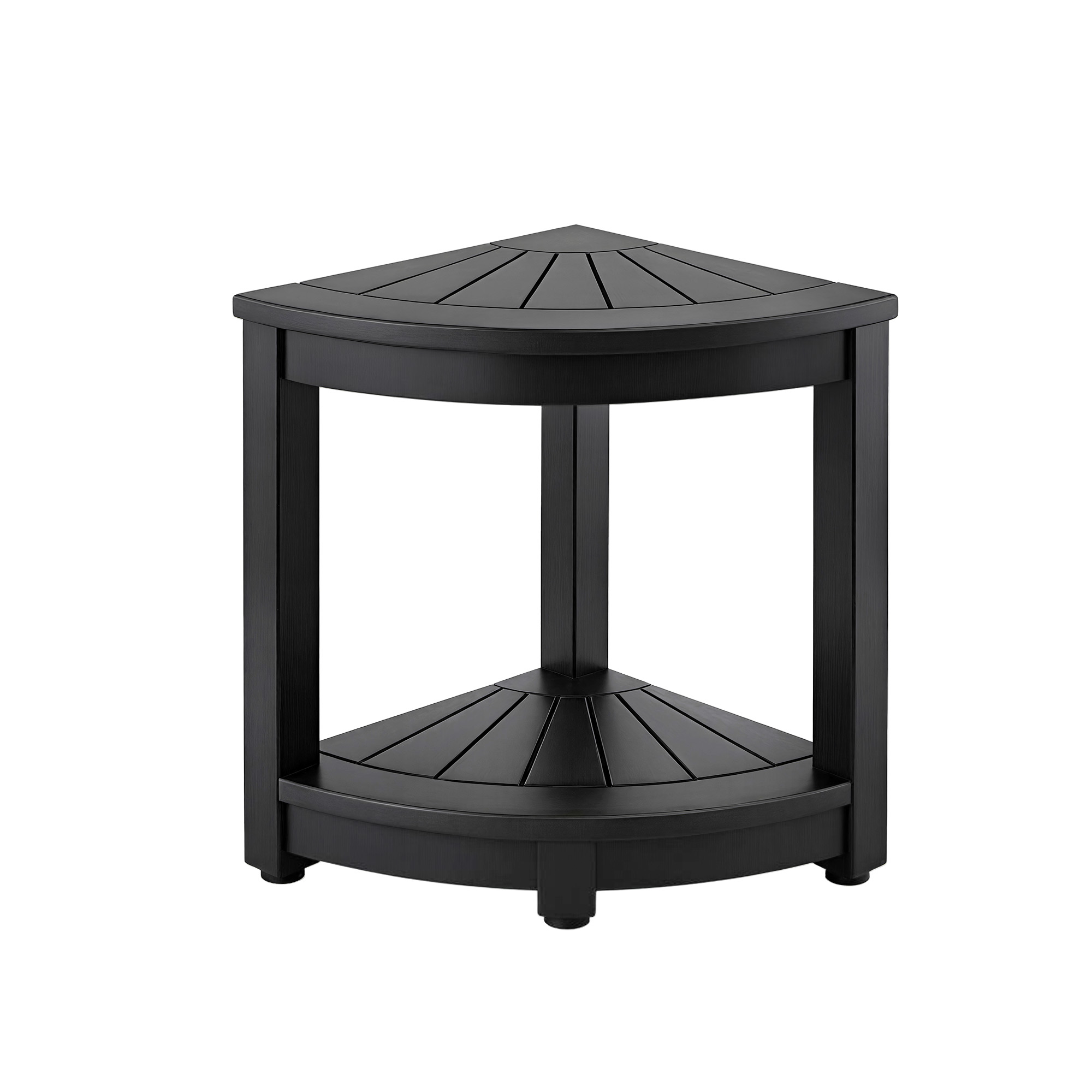 Gardeon Outdoor Coffee Side Table HDPE Desk Corner Shower Stool Bench Seat with Storage Shelf Black - Image 1