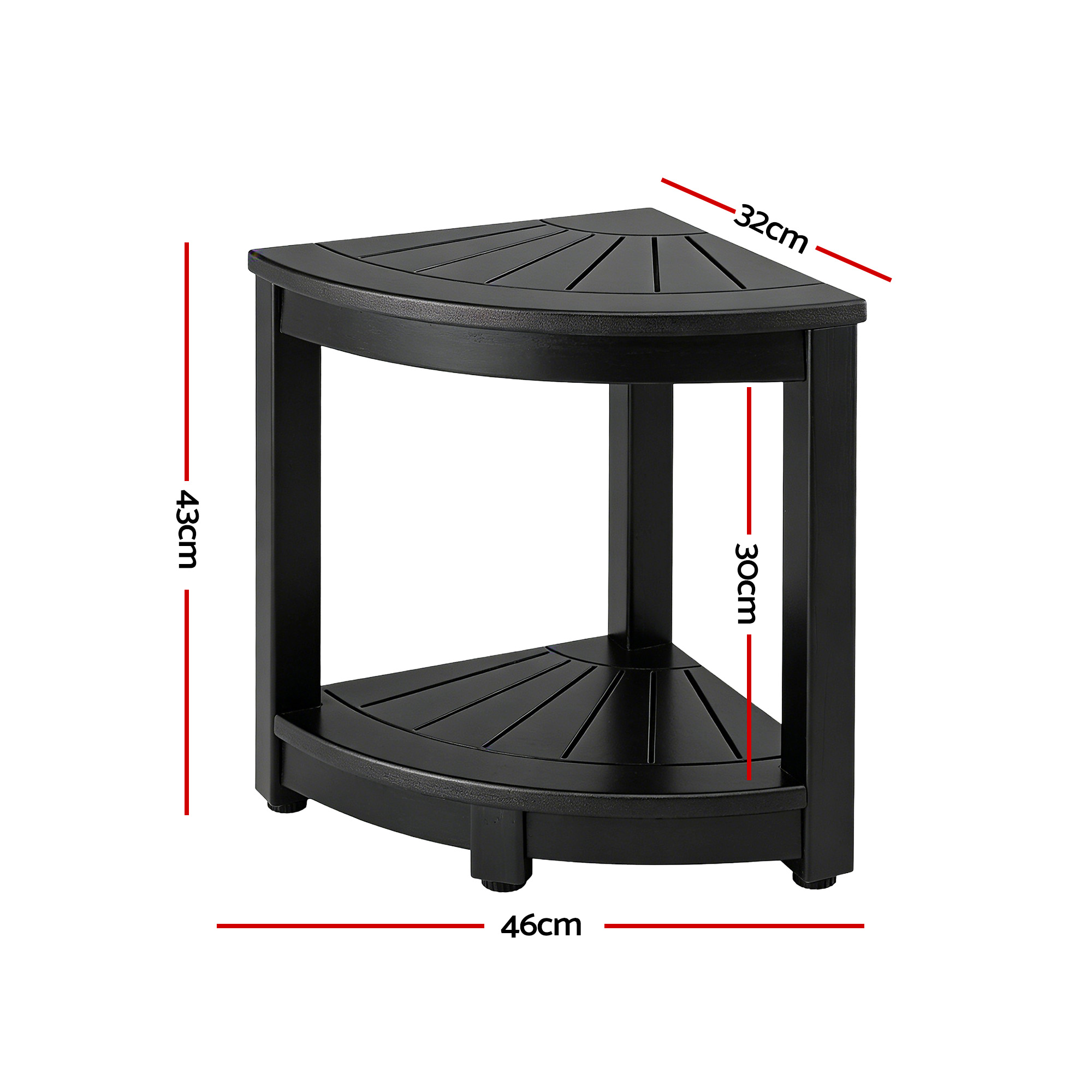 Gardeon Outdoor Coffee Side Table HDPE Desk Corner Shower Stool Bench Seat with Storage Shelf Black - Image 2