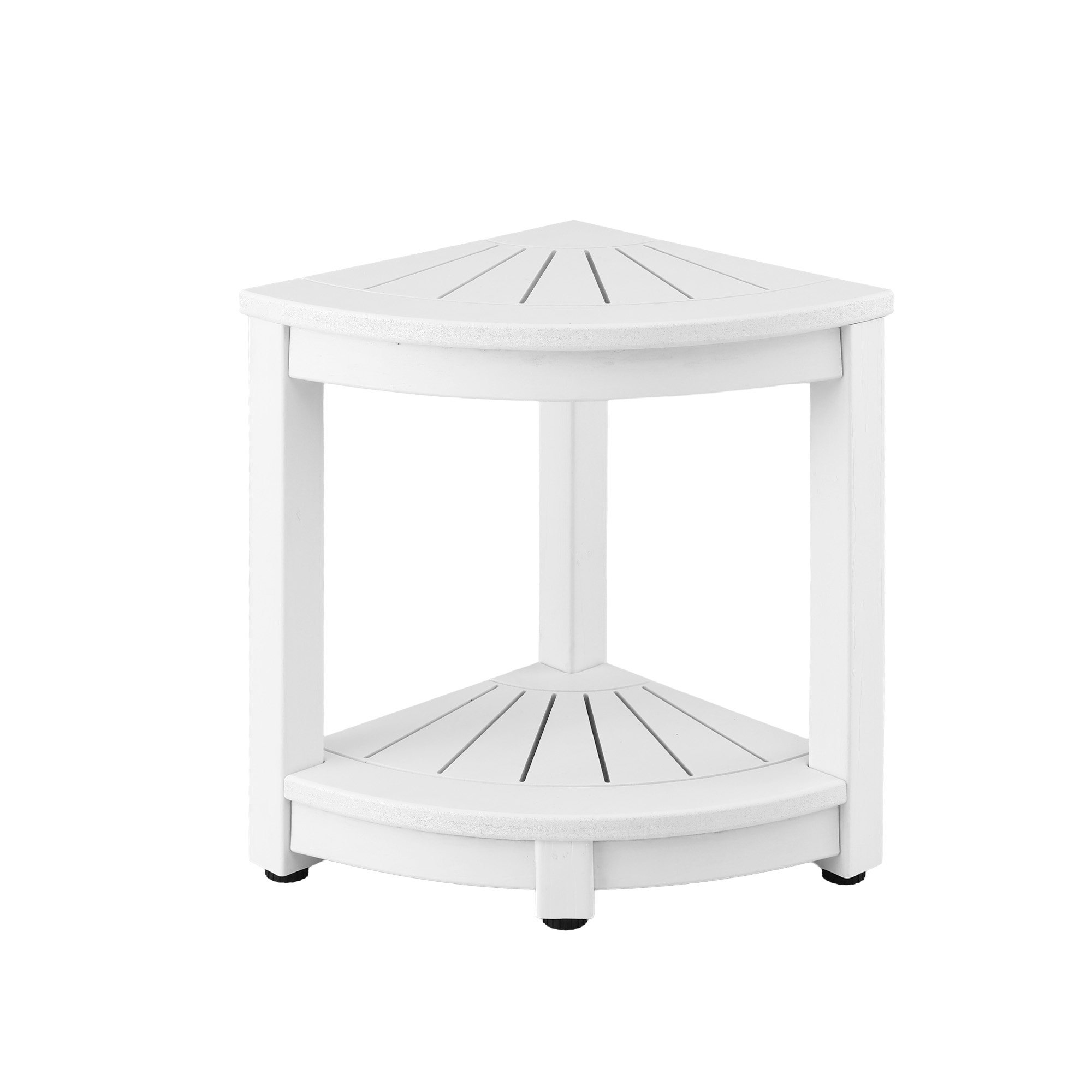 Gardeon Outdoor Coffee Side Table HDPE Desk Corner Shower Stool Bench Seat with Storage Shelf White - Image 1
