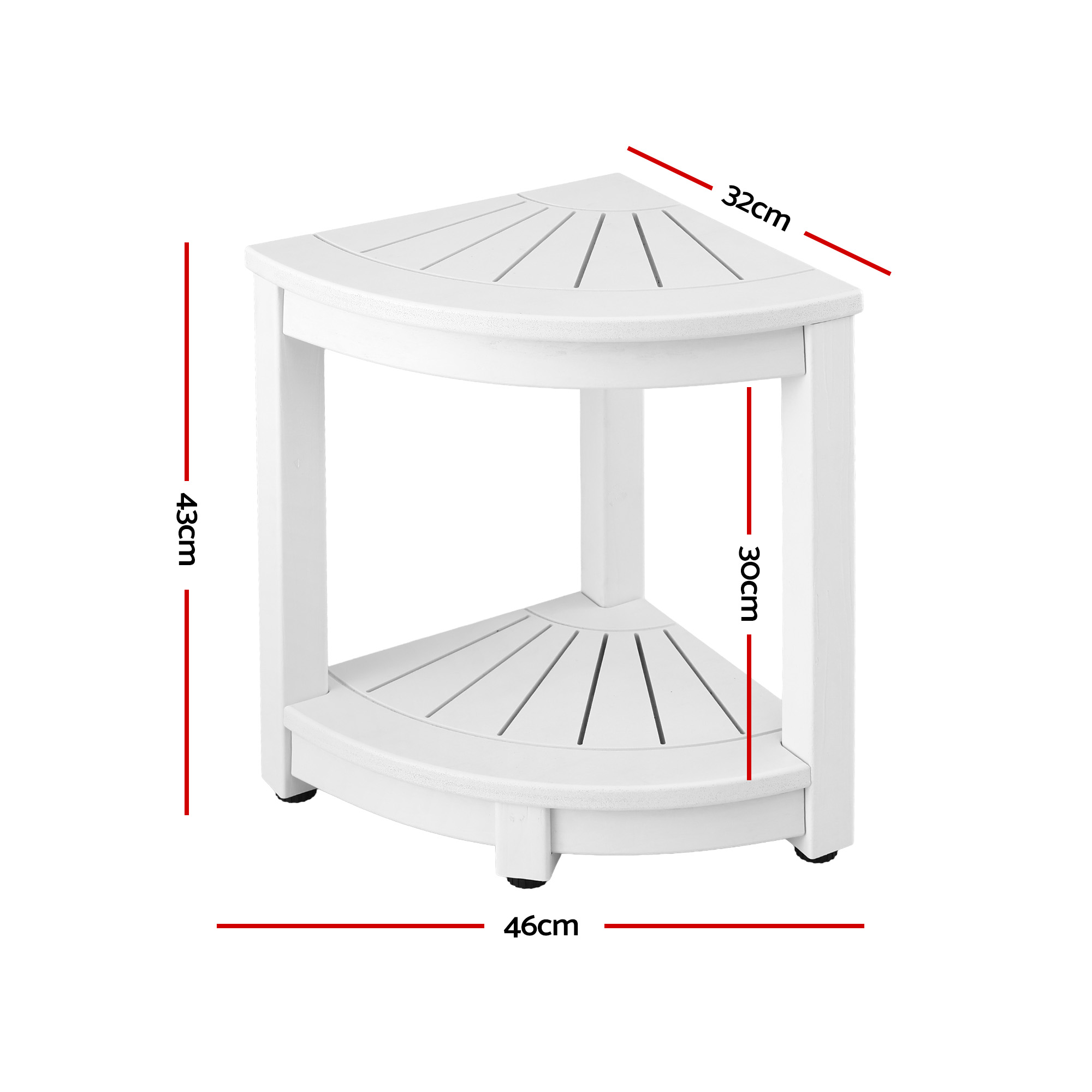 Gardeon Outdoor Coffee Side Table HDPE Desk Corner Shower Stool Bench Seat with Storage Shelf White - Image 2