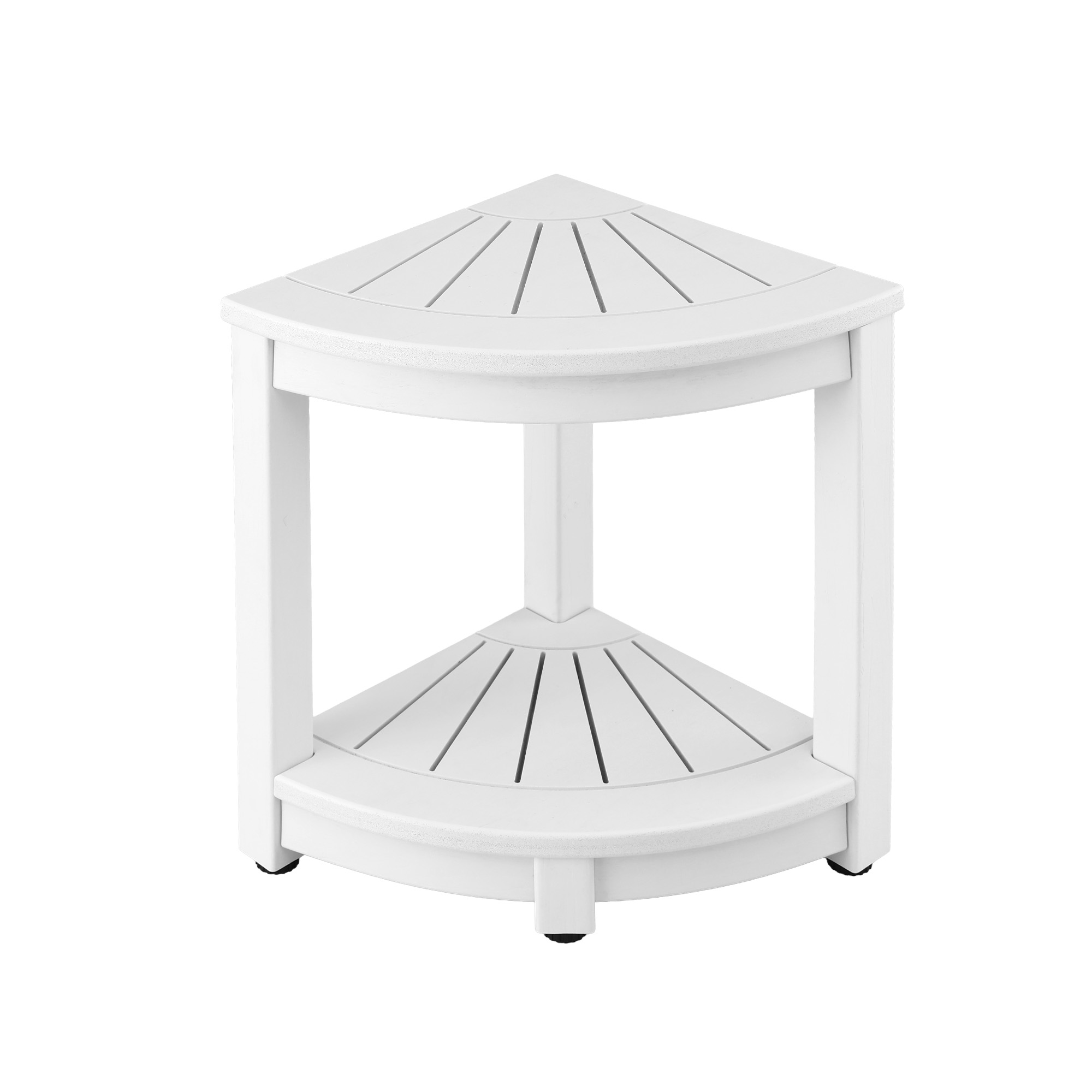 Gardeon Outdoor Coffee Side Table HDPE Desk Corner Shower Stool Bench Seat with Storage Shelf White - Image 3