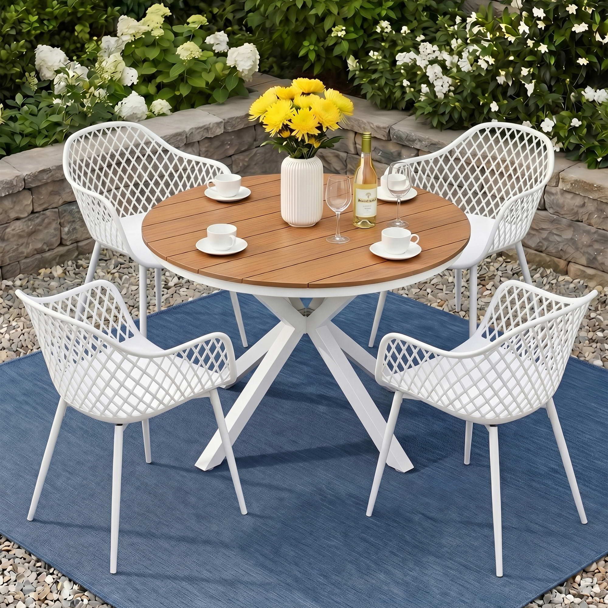Gardeon 5PCS Outdoor Dining Set Table and Chairs Patio Garden Furniture Diamond - Image 1