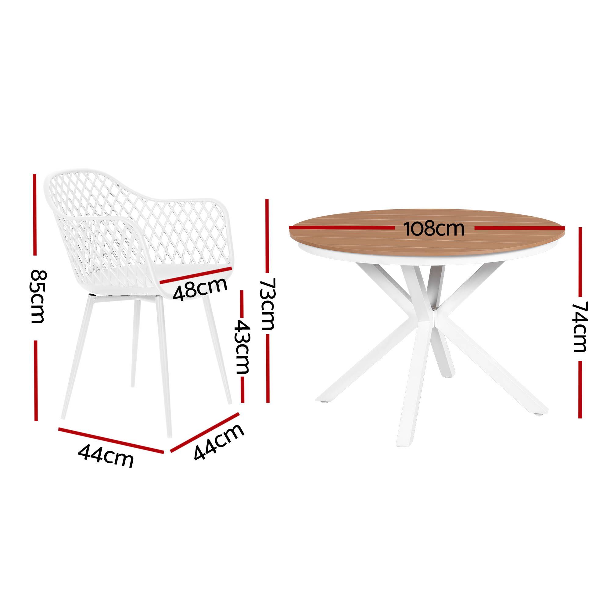 Gardeon 5PCS Outdoor Dining Set Table and Chairs Patio Garden Furniture Diamond - Image 2
