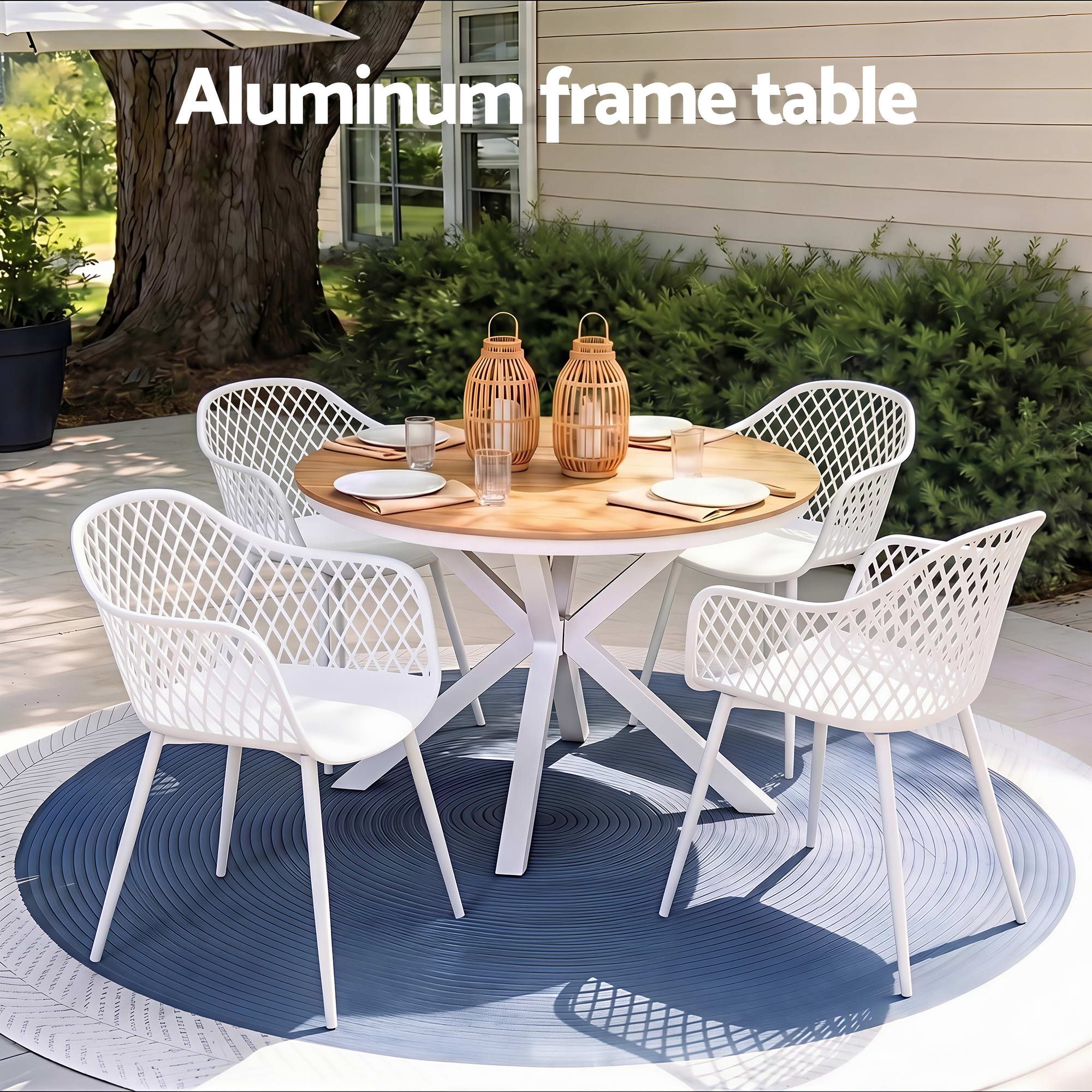 Gardeon 5PCS Outdoor Dining Set Table and Chairs Patio Garden Furniture Diamond - Image 4