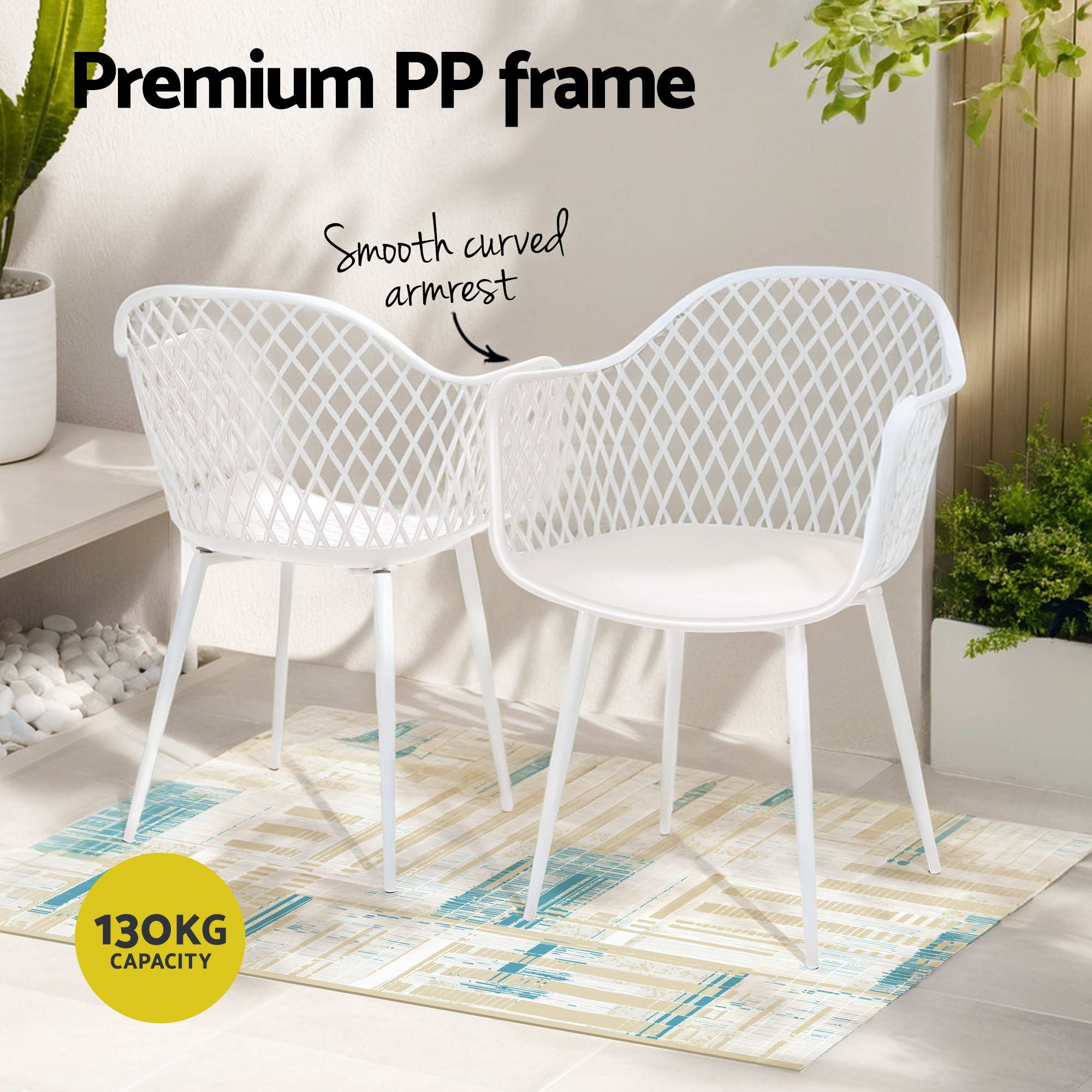 Gardeon 5PCS Outdoor Dining Set Table and Chairs Patio Garden Furniture Diamond - Image 5