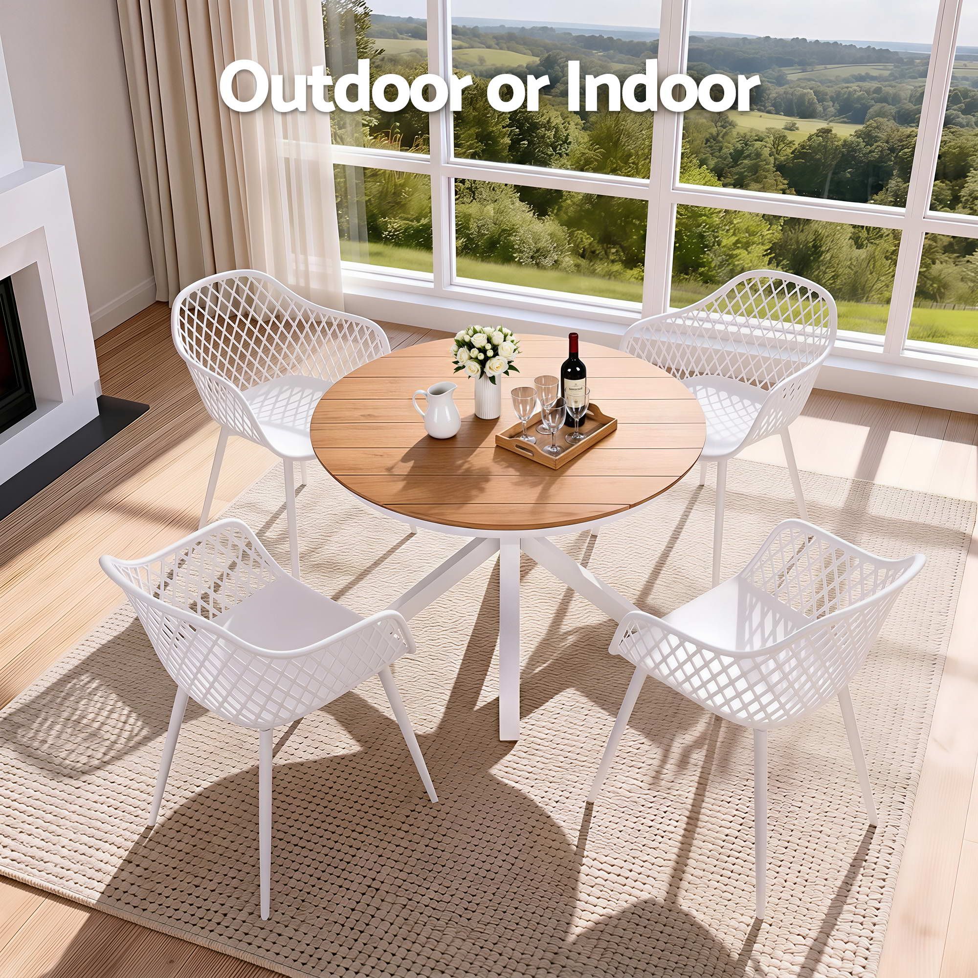 Gardeon 5PCS Outdoor Dining Set Table and Chairs Patio Garden Furniture Diamond - Image 7