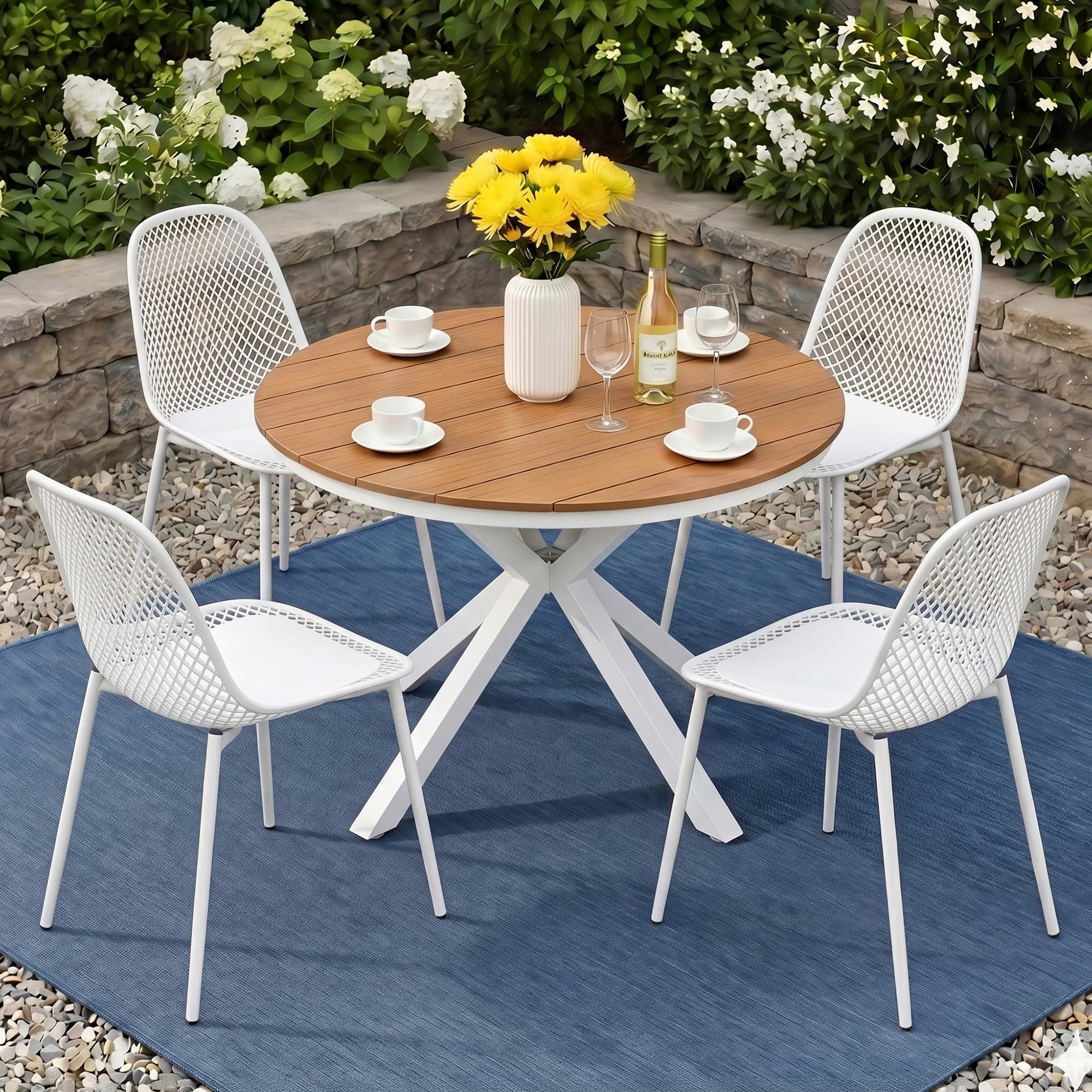 Gardeon 5PCS Outdoor Dining Set Table and Chairs Patio Garden Furniture Lattice - Image 1