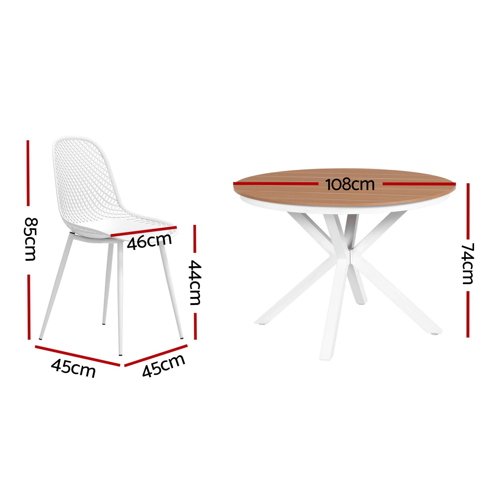 Gardeon 5PCS Outdoor Dining Set Table and Chairs Patio Garden Furniture Lattice - Image 2