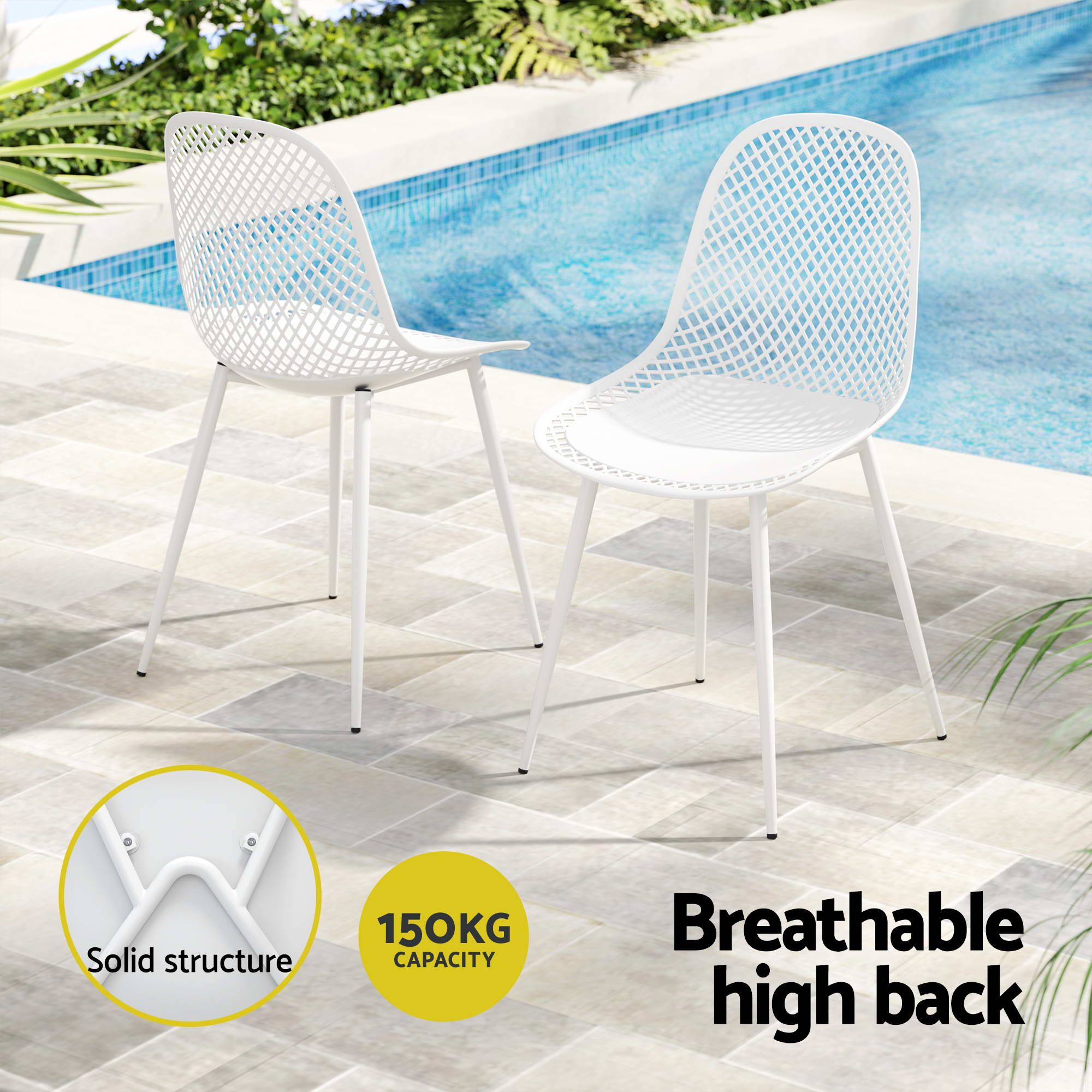 Gardeon 5PCS Outdoor Dining Set Table and Chairs Patio Garden Furniture Lattice - Image 5