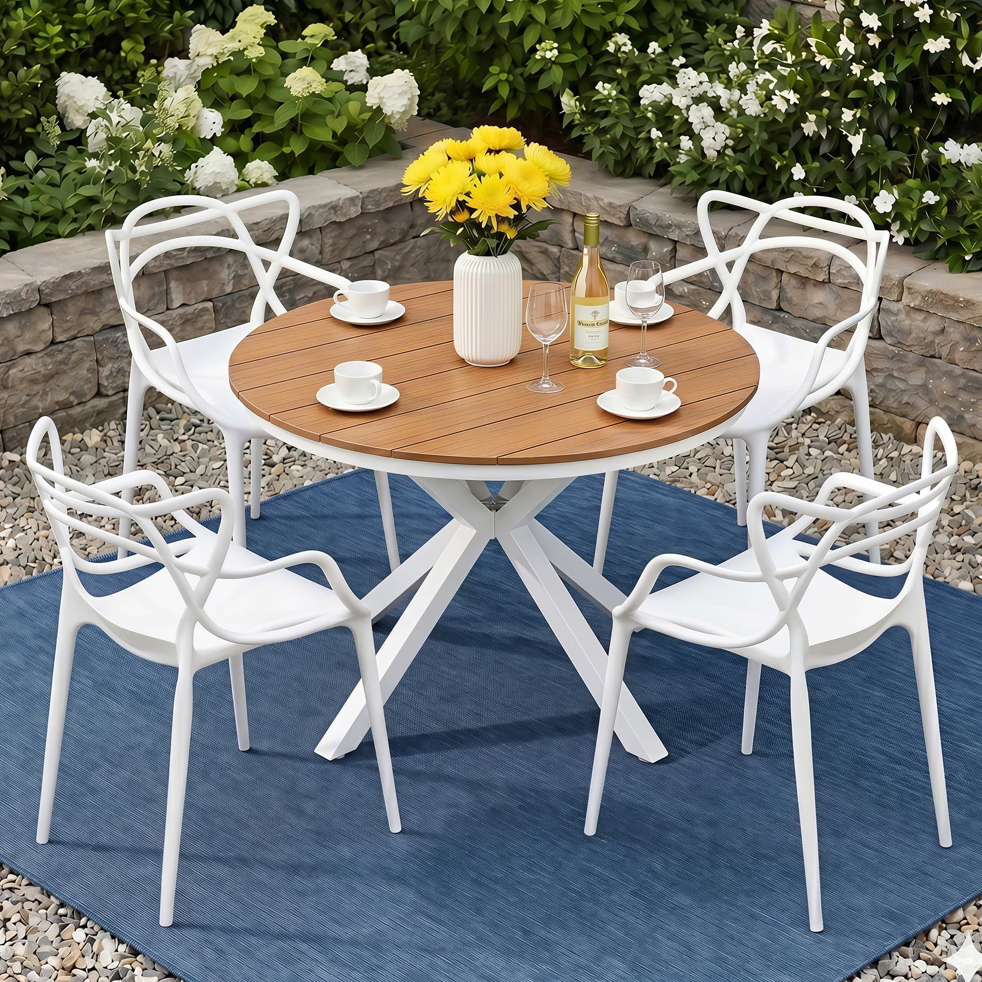 Gardeon 5PCS Outdoor Dining Set Table and Chairs Patio Garden Furniture Entwine - Image 1