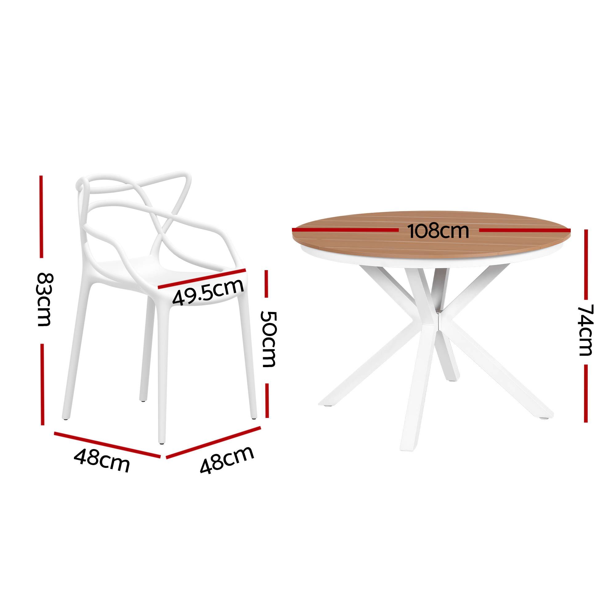 Gardeon 5PCS Outdoor Dining Set Table and Chairs Patio Garden Furniture Entwine - Image 2