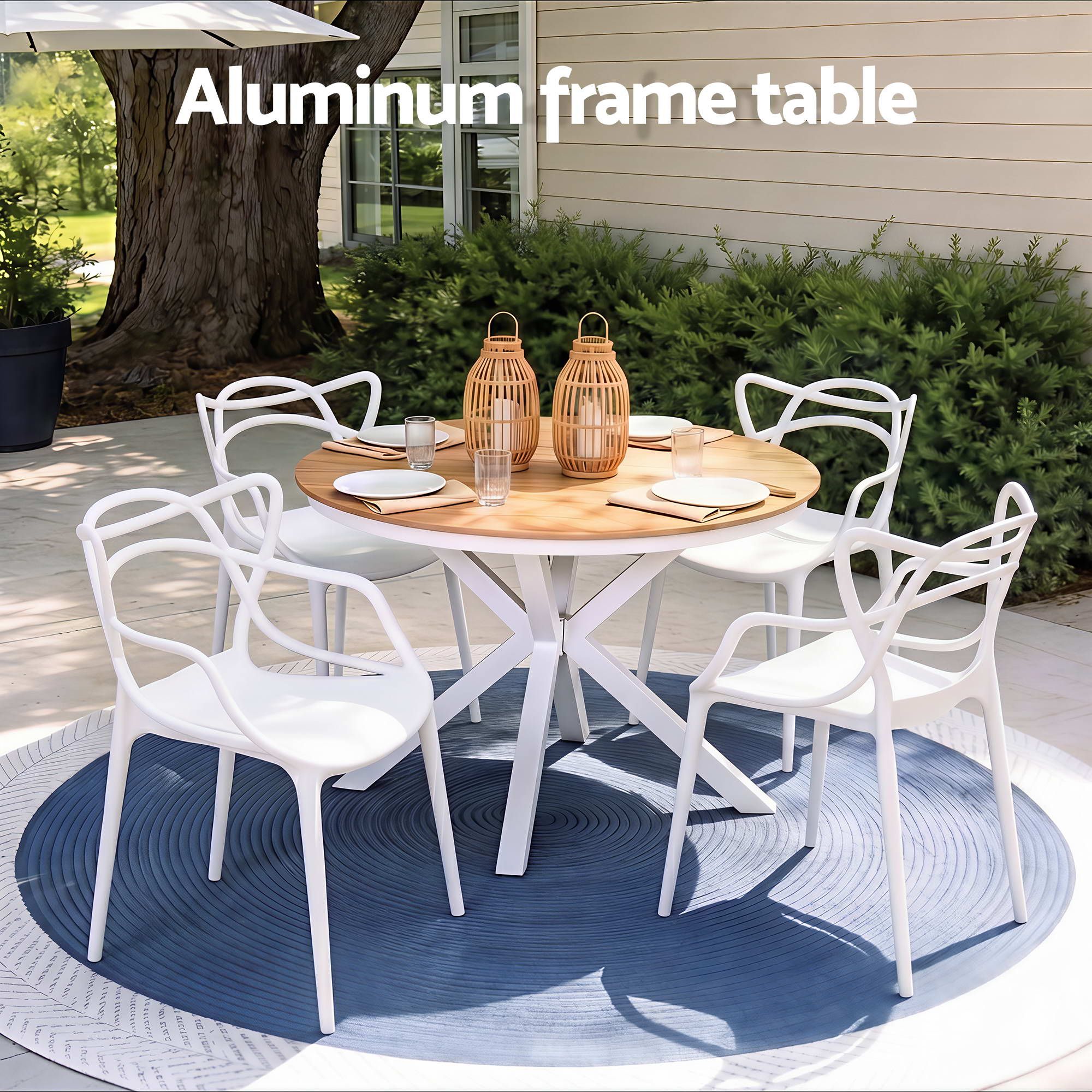 Gardeon 5PCS Outdoor Dining Set Table and Chairs Patio Garden Furniture Entwine - Image 4