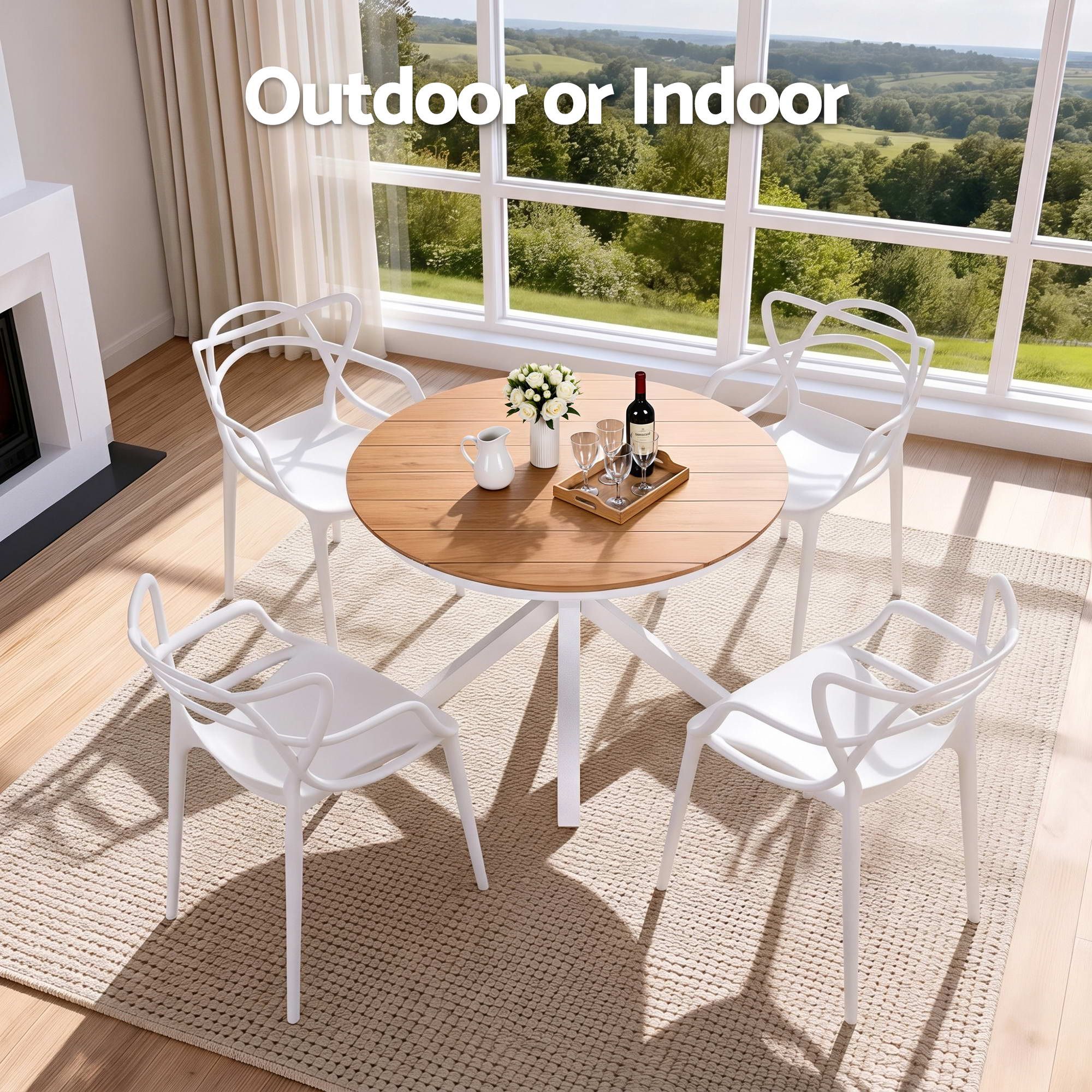 Gardeon 5PCS Outdoor Dining Set Table and Chairs Patio Garden Furniture Entwine - Image 7