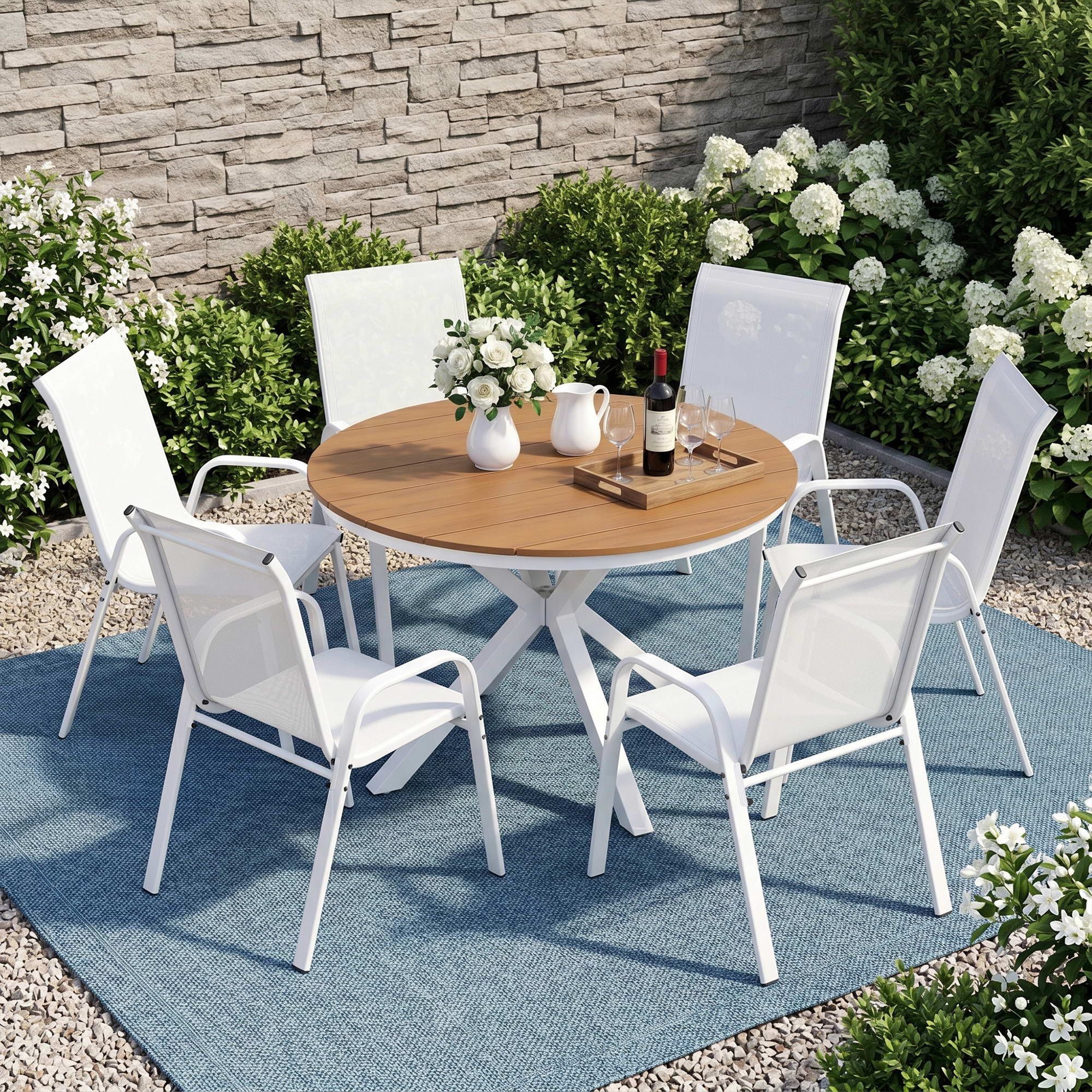 Gardeon 7PCS Outdoor Dining Set Table and Chairs Patio Garden Furniture Steel - Image 1