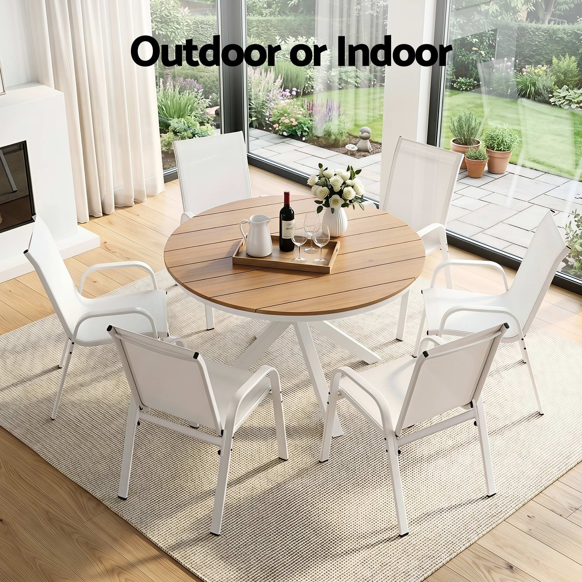 Gardeon 7PCS Outdoor Dining Set Table and Chairs Patio Garden Furniture Steel - Image 7