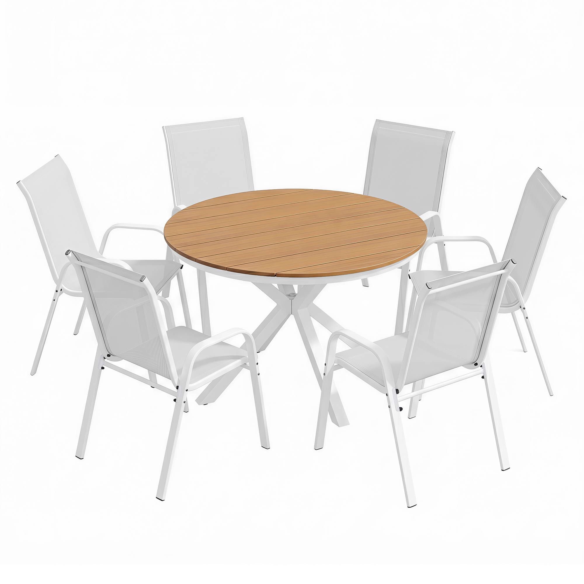 Gardeon 7PCS Outdoor Dining Set Table and Chairs Patio Garden Furniture Steel - Image 8