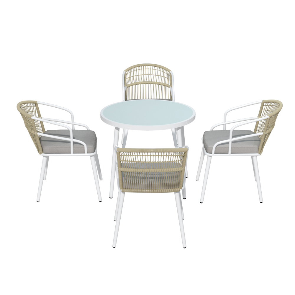 Gardeon Outdoor Dining Set 5 Piece Aluminum Table Chairs Setting White - Image 3