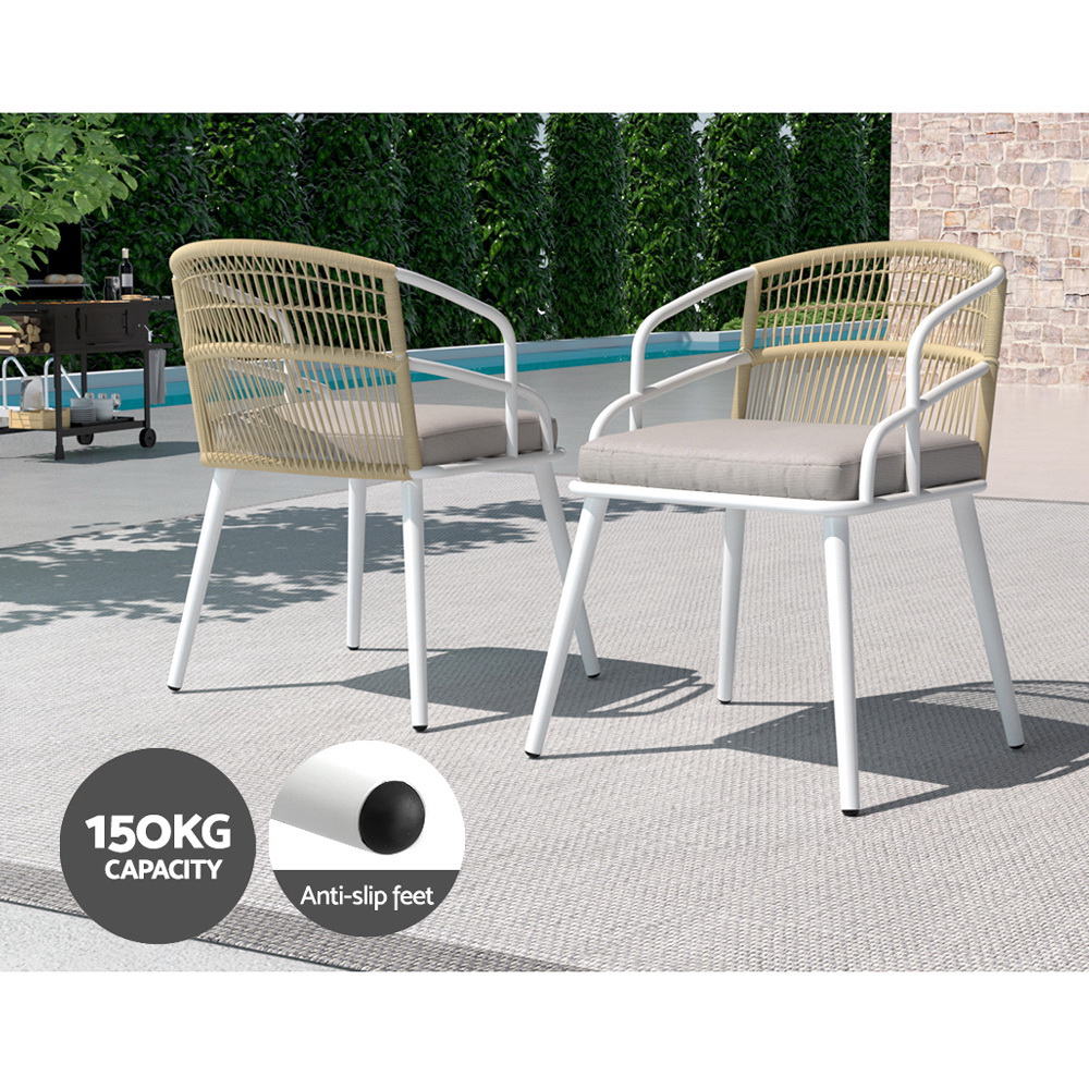 Gardeon Outdoor Dining Set 5 Piece Aluminum Table Chairs Setting White - Image 5