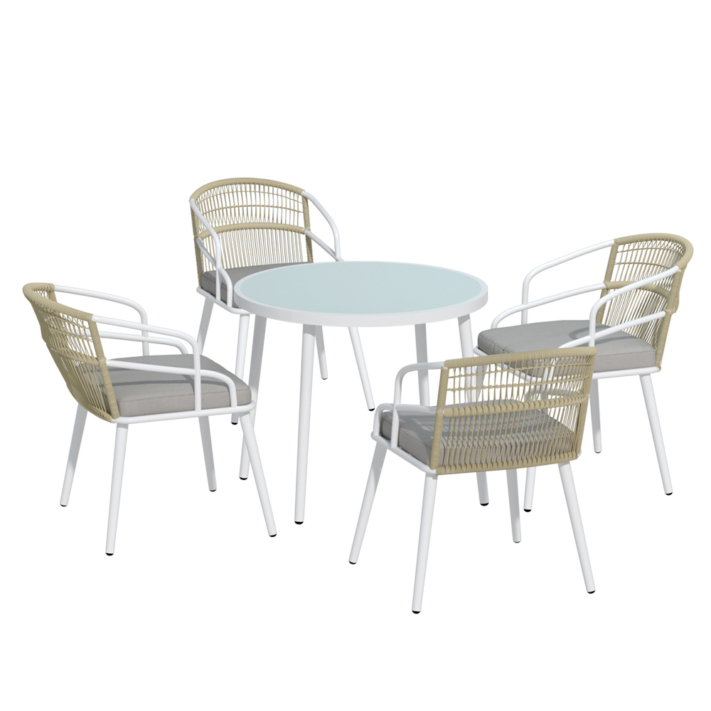 Gardeon Outdoor Dining Set 5 Piece Aluminum Table Chairs Setting White - Image 7