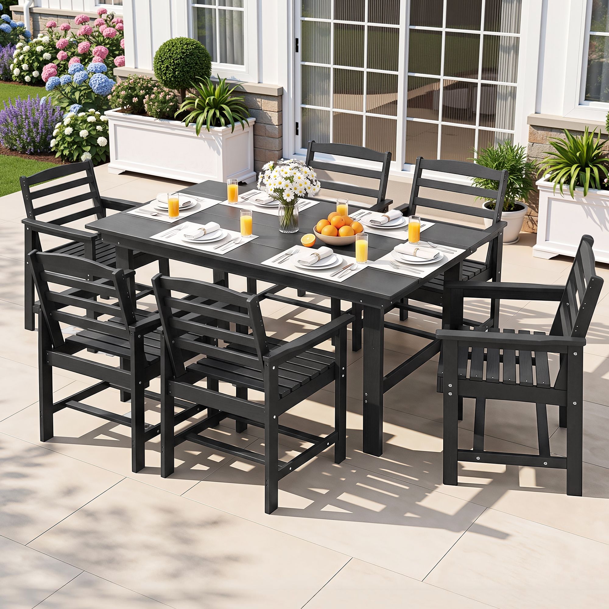 Gardeon 7 Piece Outdoor Dining Set Patio HDPE Table and Chairs Garden Furniture - Image 1