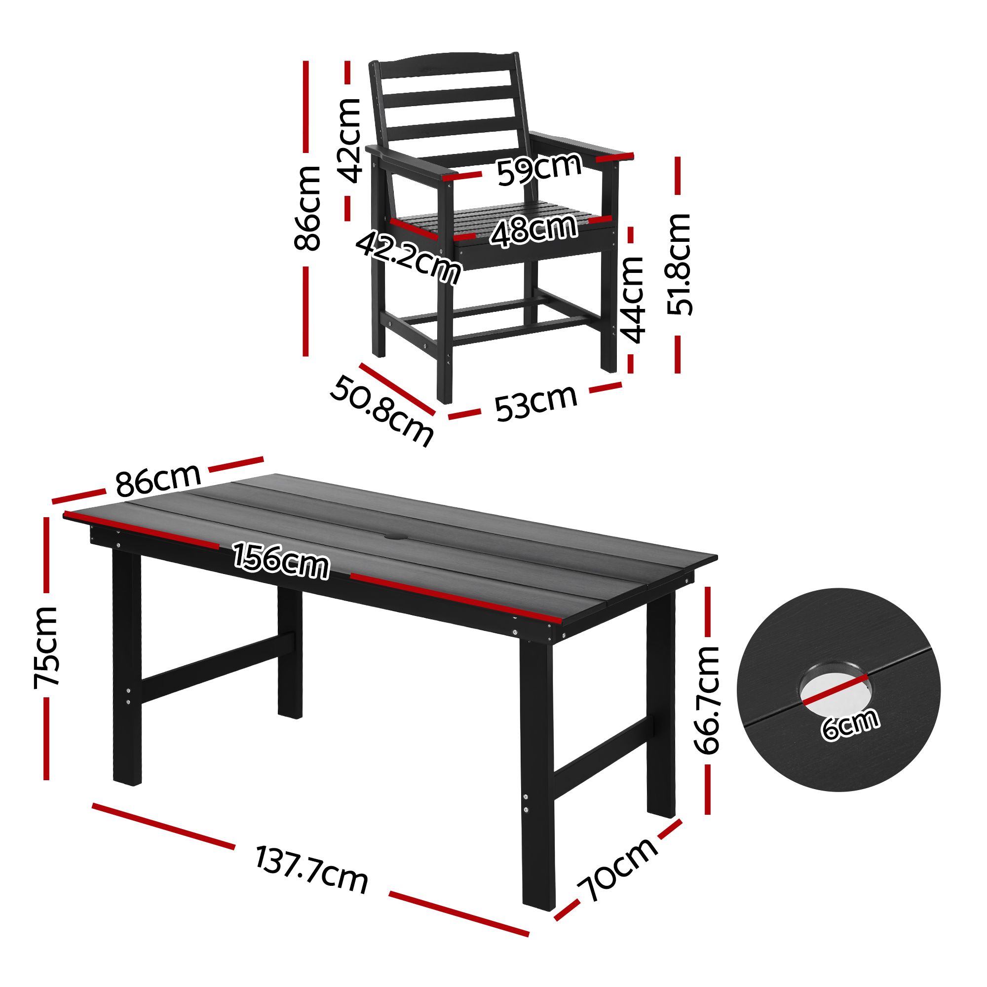 Gardeon 7 Piece Outdoor Dining Set Patio HDPE Table and Chairs Garden Furniture - Image 2