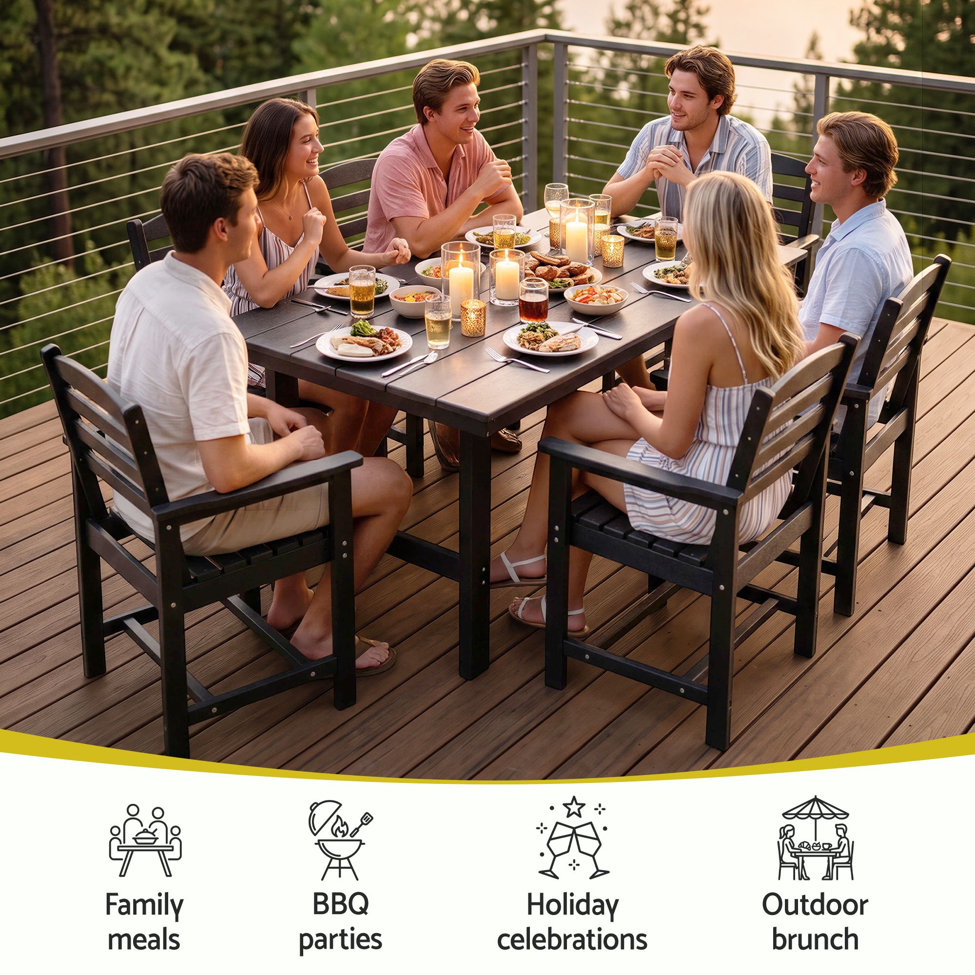 Gardeon 7 Piece Outdoor Dining Set Patio HDPE Table and Chairs Garden Furniture - Image 8